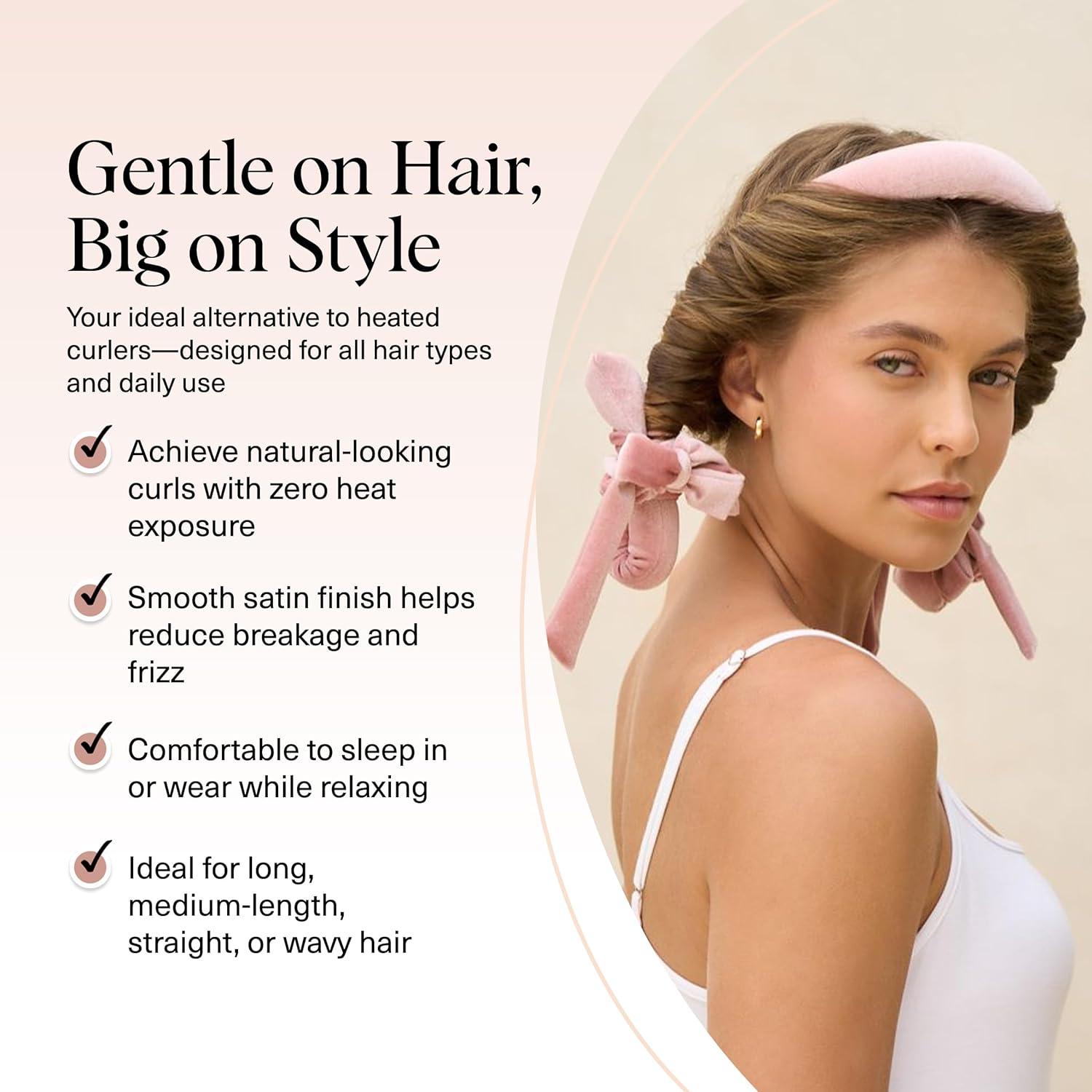 imageKitsch Satin Heatless Curling Set Heatless Curls Overnight with 34quot Hair Curler ampamp 2 Satin Scrunchies Comfortable Hair Curlers to Sleep In for FrizzFree No Heat Damage Styling Sunset Tie DyeTerracotta