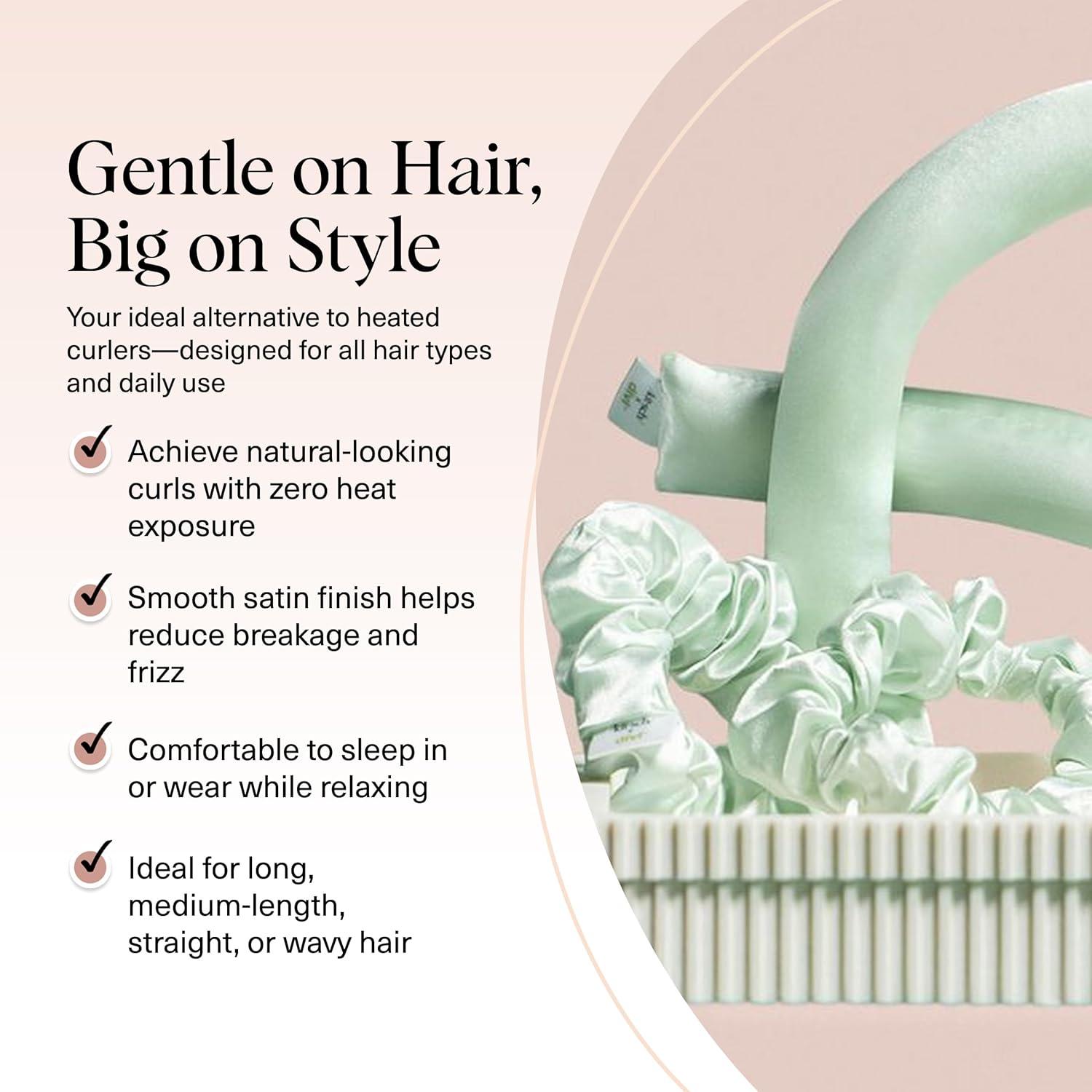 imageKitsch Satin Heatless Curling Set Heatless Curls Overnight with 34quot Hair Curler ampamp 2 Satin Scrunchies Comfortable Hair Curlers to Sleep In for FrizzFree No Heat Damage Styling Sunset Tie DyeSage