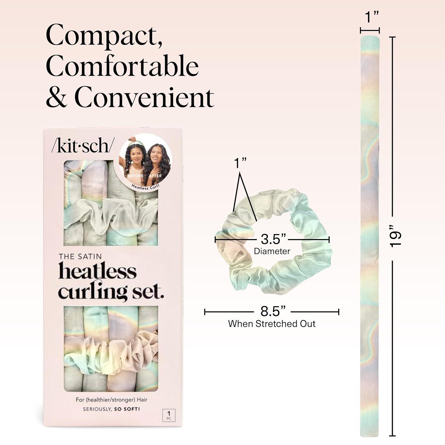 imageKitsch Satin Heatless Curling Set Heatless Curls Overnight with 34quot Hair Curler ampamp 2 Satin Scrunchies Comfortable Hair Curlers to Sleep In for FrizzFree No Heat Damage Styling Sunset Tie Dye03 Aura