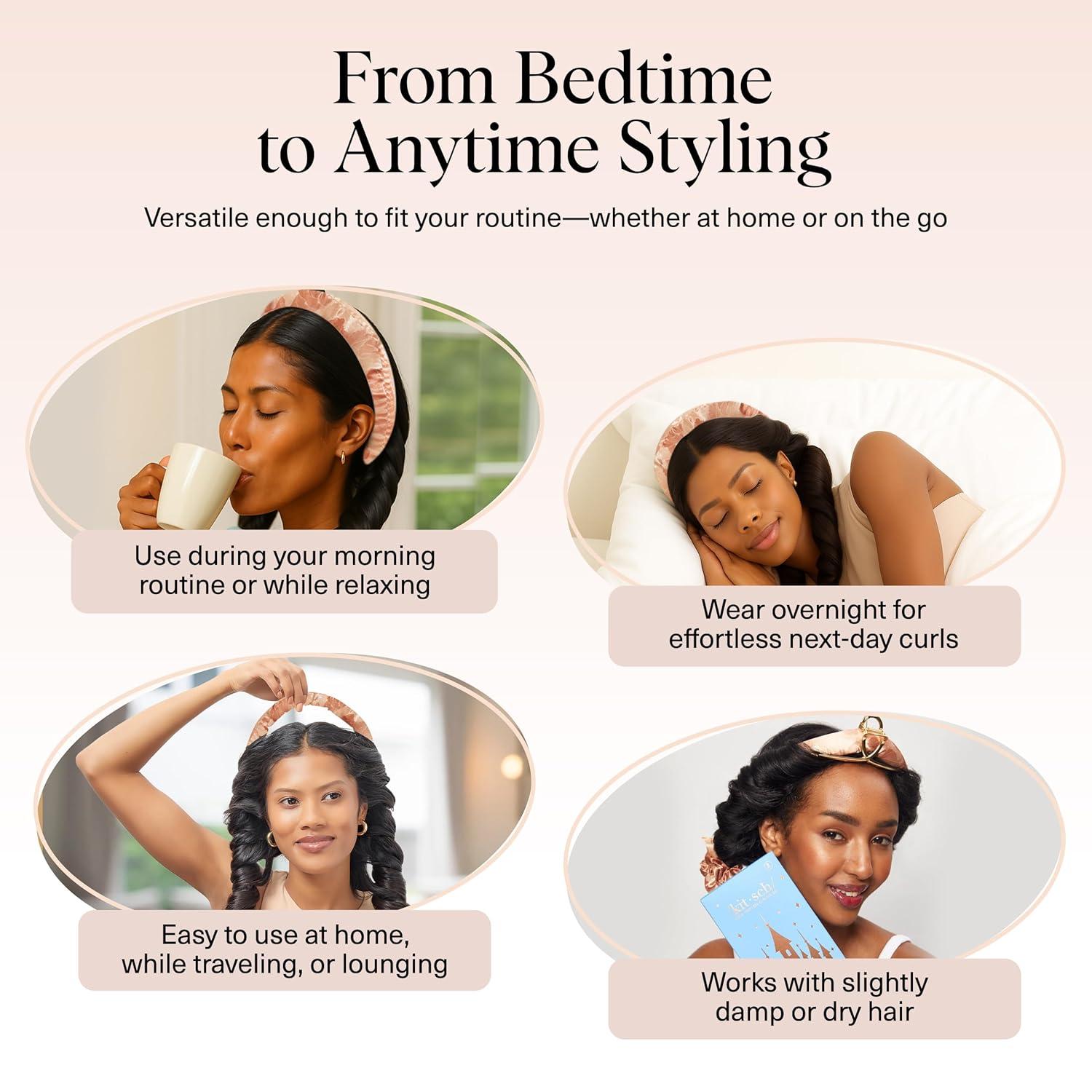 imageKitsch Satin Heatless Curling Set Heatless Curls Overnight with 34quot Hair Curler ampamp 2 Satin Scrunchies Comfortable Hair Curlers to Sleep In for FrizzFree No Heat Damage Styling Sunset Tie Dye09 Princess Party