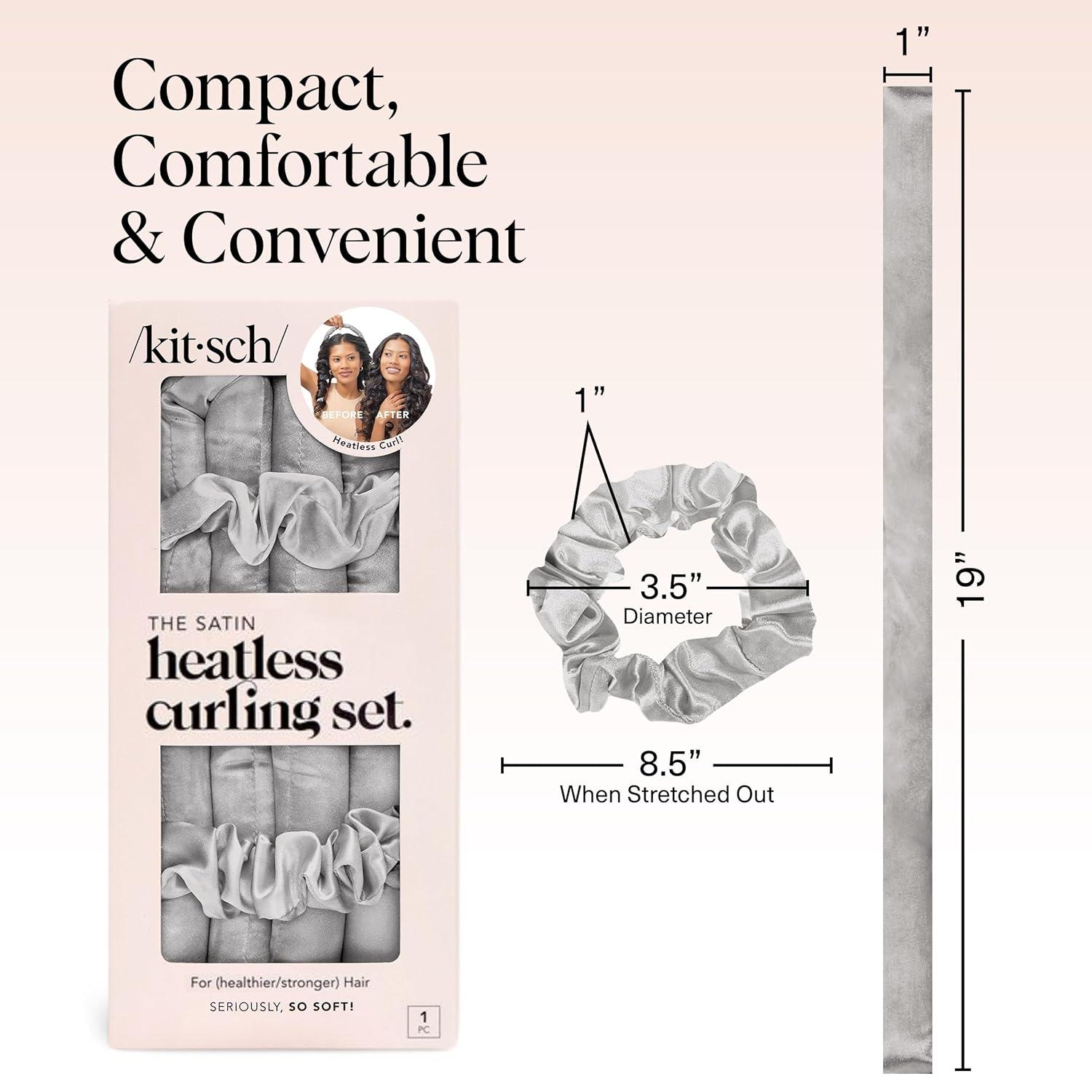 imageKitsch Satin Heatless Curling Set Heatless Curls Overnight with 34quot Hair Curler ampamp 2 Satin Scrunchies Comfortable Hair Curlers to Sleep In for FrizzFree No Heat Damage Styling Sunset Tie Dye07 Silver