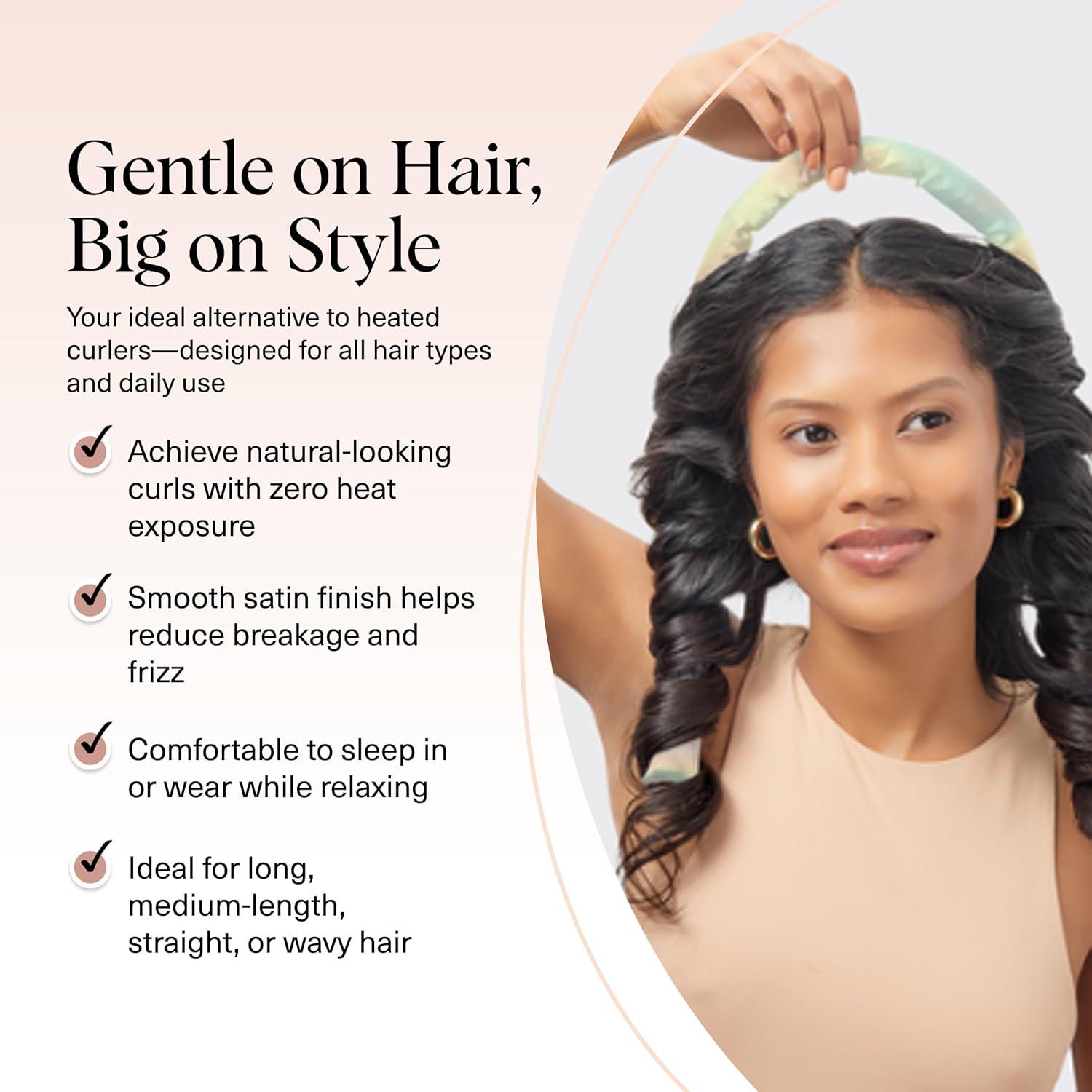 imageKitsch Satin Heatless Curling Set Heatless Curls Overnight with 34quot Hair Curler ampamp 2 Satin Scrunchies Comfortable Hair Curlers to Sleep In for FrizzFree No Heat Damage Styling Sunset Tie Dye03 Aura