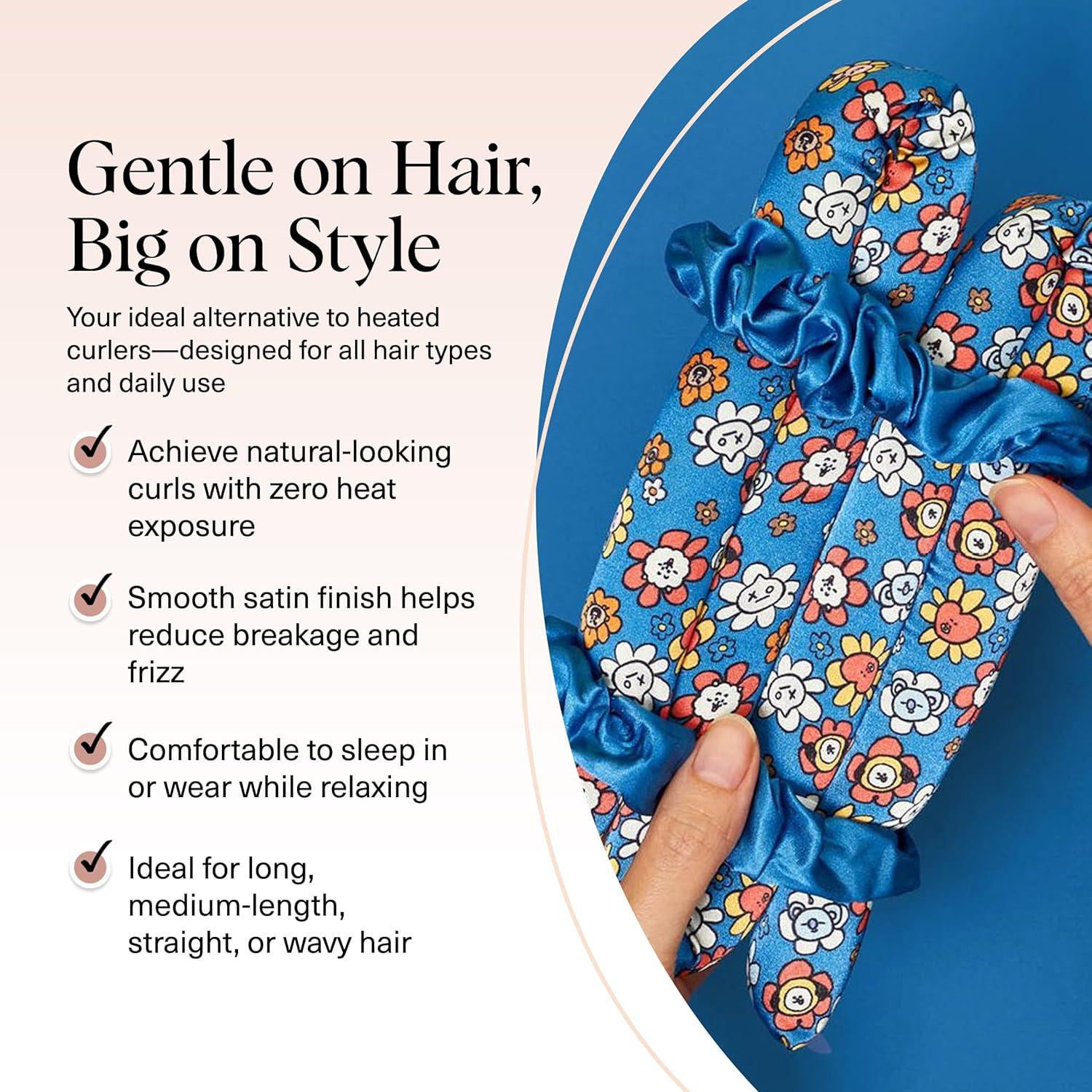 imageKitsch Satin Heatless Curling Set Heatless Curls Overnight with 34quot Hair Curler ampamp 2 Satin Scrunchies Comfortable Hair Curlers to Sleep In for FrizzFree No Heat Damage Styling Sunset Tie DyeBT21