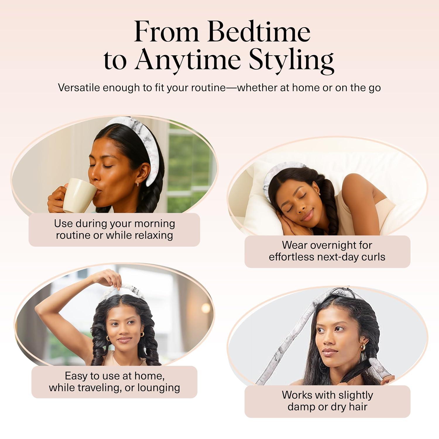 imageKitsch Satin Heatless Curling Set Heatless Curls Overnight with 34quot Hair Curler ampamp 2 Satin Scrunchies Comfortable Hair Curlers to Sleep In for FrizzFree No Heat Damage Styling Sunset Tie Dye08 Marble