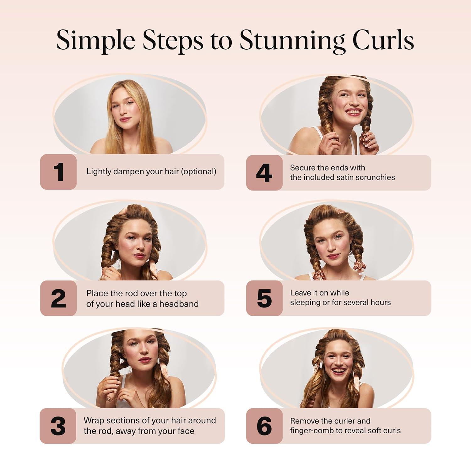 imageKitsch Satin Heatless Curling Set Heatless Curls Overnight with 34quot Hair Curler ampamp 2 Satin Scrunchies Comfortable Hair Curlers to Sleep In for FrizzFree No Heat Damage Styling Sunset Tie Dye09 Princess Party