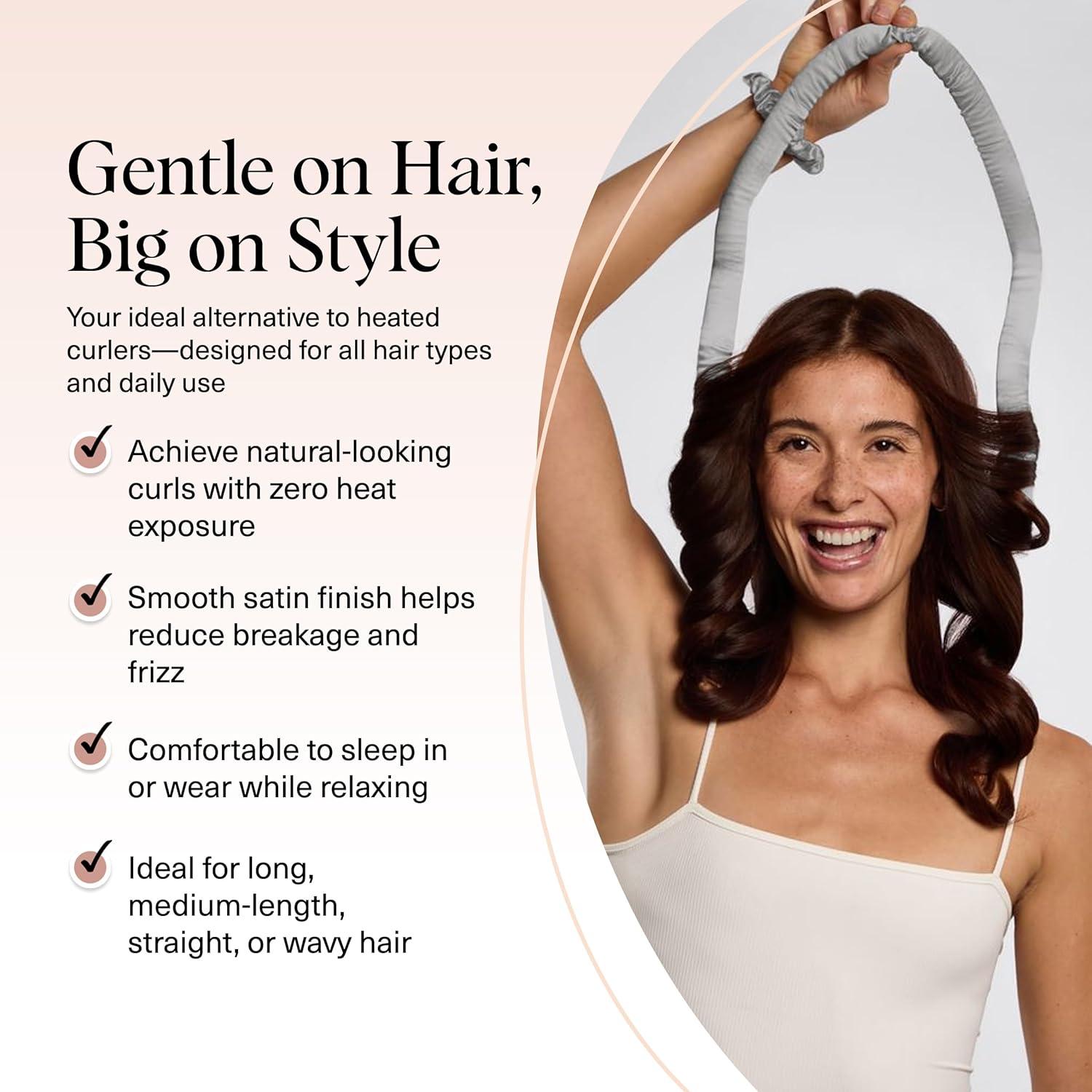 imageKitsch Satin Heatless Curling Set Heatless Curls Overnight with 34quot Hair Curler ampamp 2 Satin Scrunchies Comfortable Hair Curlers to Sleep In for FrizzFree No Heat Damage Styling Sunset Tie Dye07 Silver