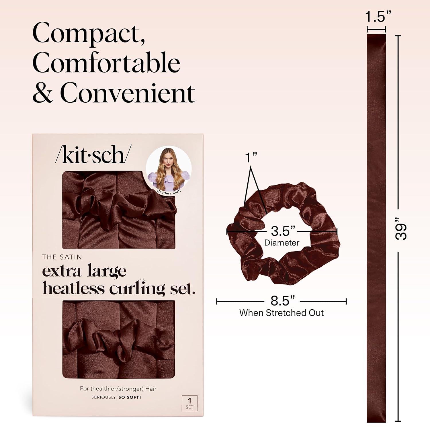 imageKitsch Satin Heatless Curling Set Heatless Curls Overnight with 34quot Hair Curler ampamp 2 Satin Scrunchies Comfortable Hair Curlers to Sleep In for FrizzFree No Heat Damage Styling Sunset Tie Dye04 Chocolate