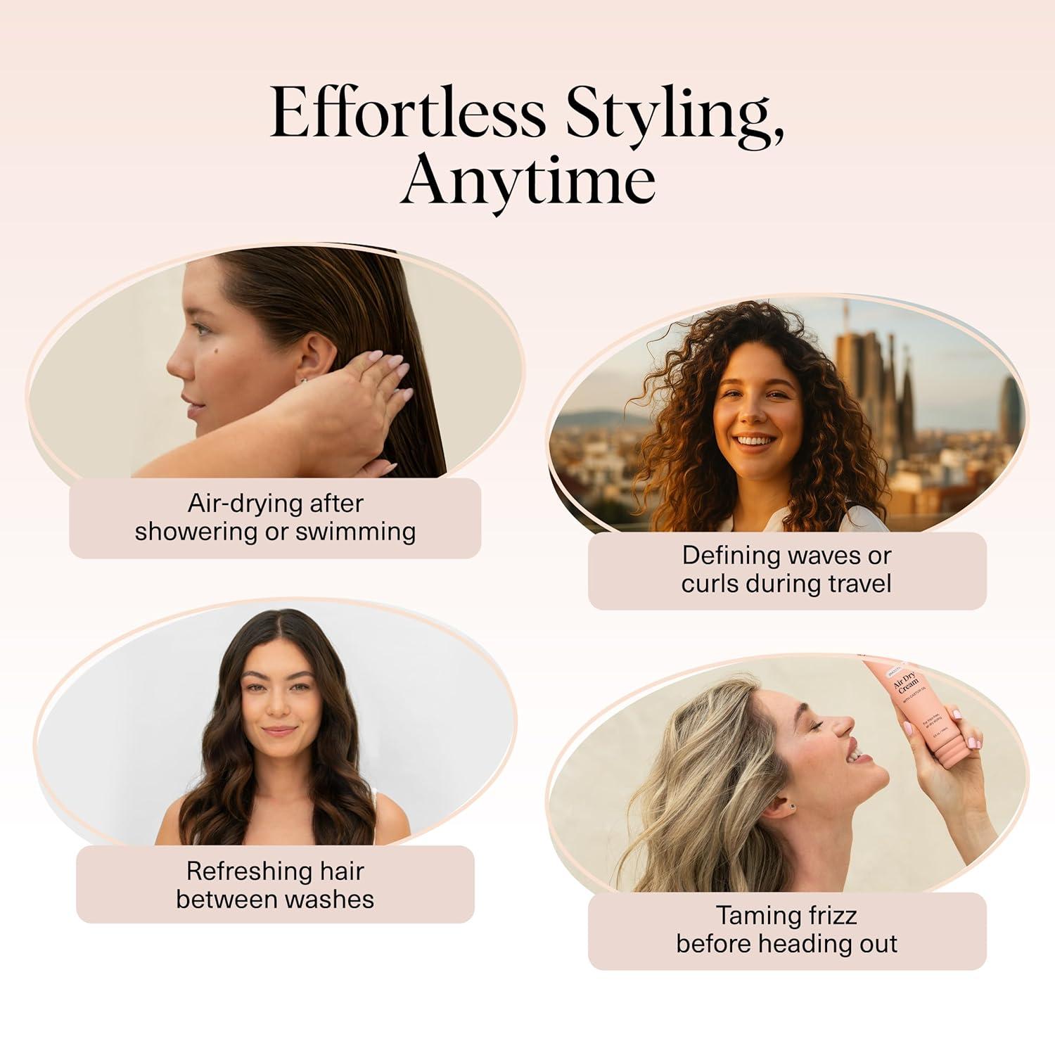 imageKitsch Smoothing Air Dry Cream for Hair Frizz Control Hair Care Product with Castor Oil ampamp Coconut Oil Weightless Styling Cream Enhances Natural Texture Appearance 24Hour Smooth Finish 5 oz