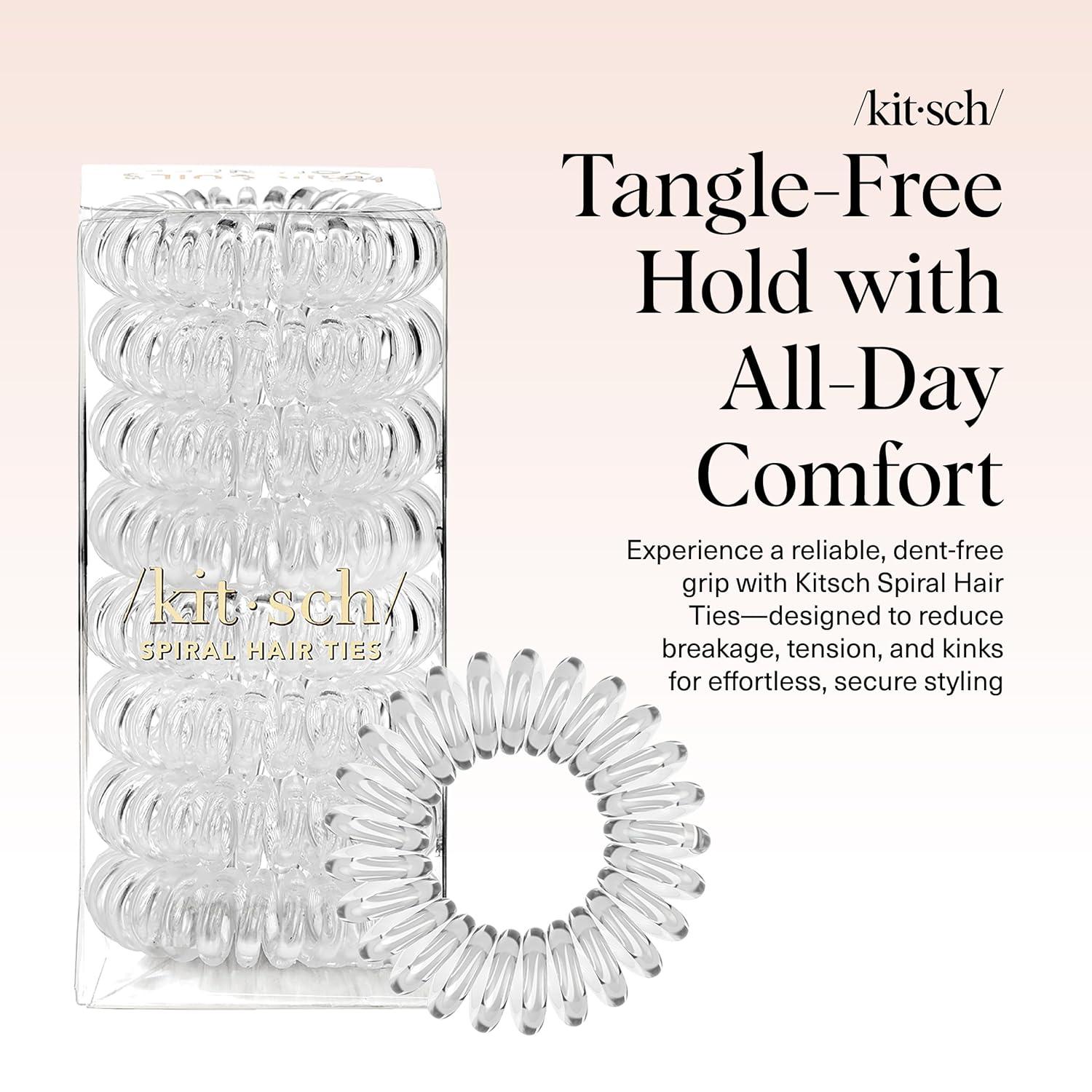 imageKitsch Spiral Hair Ties for Women Creaseless and Dentfree Black Hair Ties No Damage Phone Cord Coils Made of Flexible and Durable Plastic Ideal for Daily Use 8pcsTransparent