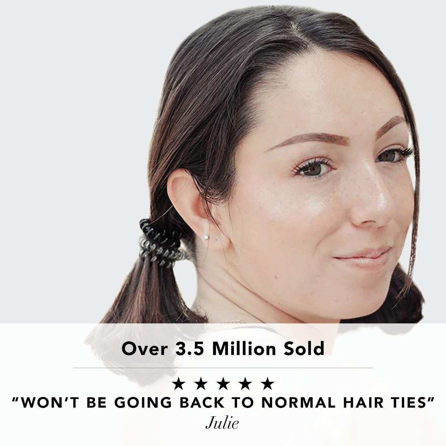 imageKitsch Spiral Hair Ties for Women Creaseless and Dentfree Black Hair Ties No Damage Phone Cord Coils Made of Flexible and Durable Plastic Ideal for Daily Use 8pcsBlack