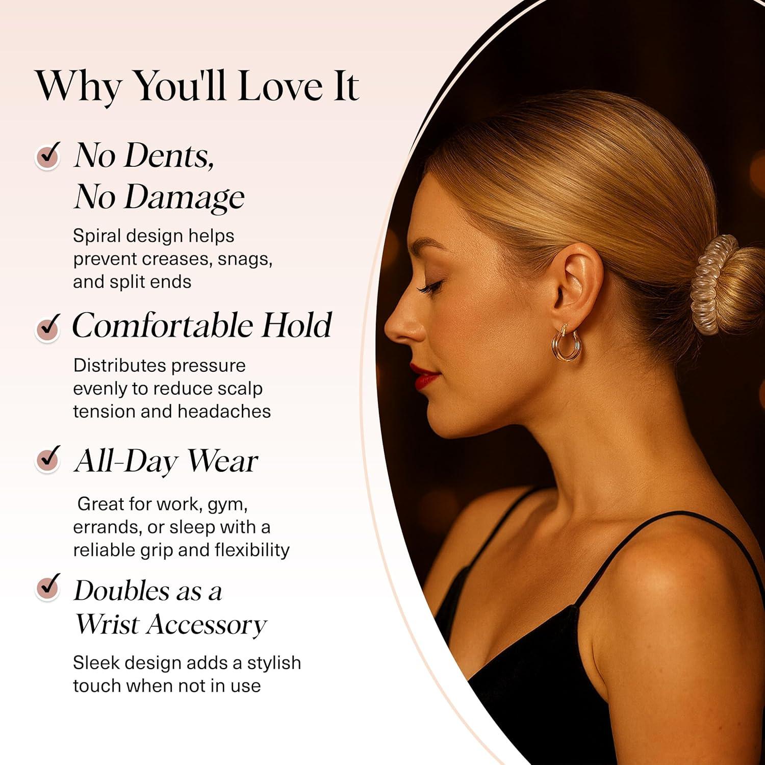 imageKitsch Spiral Hair Ties for Women Creaseless and Dentfree Black Hair Ties No Damage Phone Cord Coils Made of Flexible and Durable Plastic Ideal for Daily Use 8pcsWhite