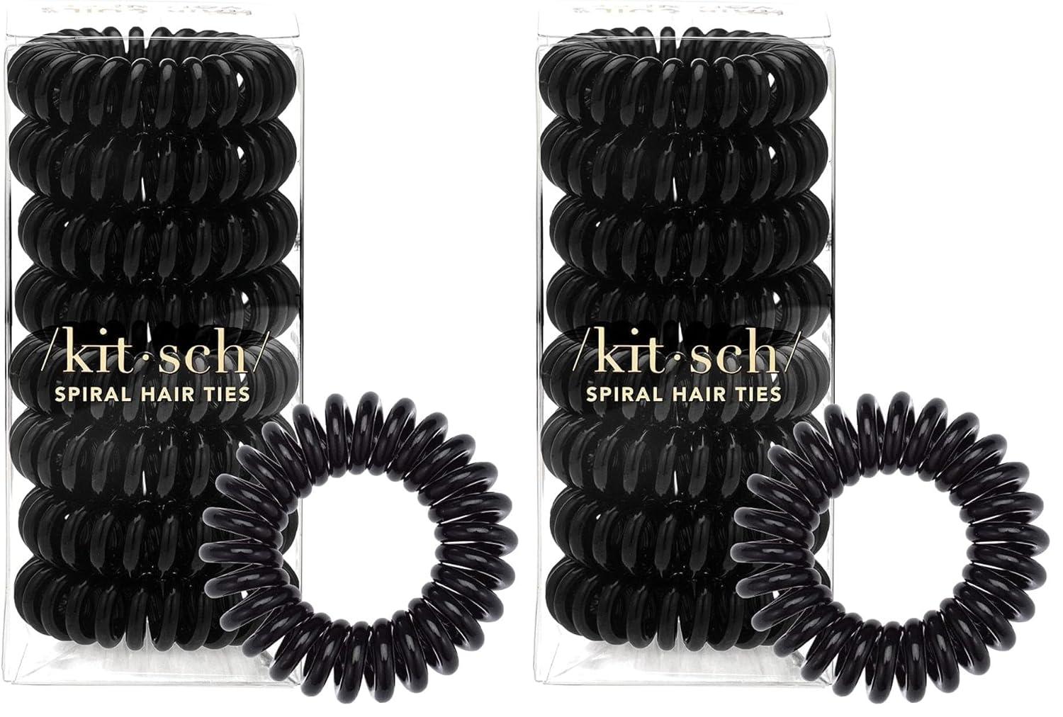 imageKitsch Spiral Hair Ties for Women Creaseless and Dentfree Black Hair Ties No Damage Phone Cord Coils Made of Flexible and Durable Plastic Ideal for Daily Use 8pcsBlack