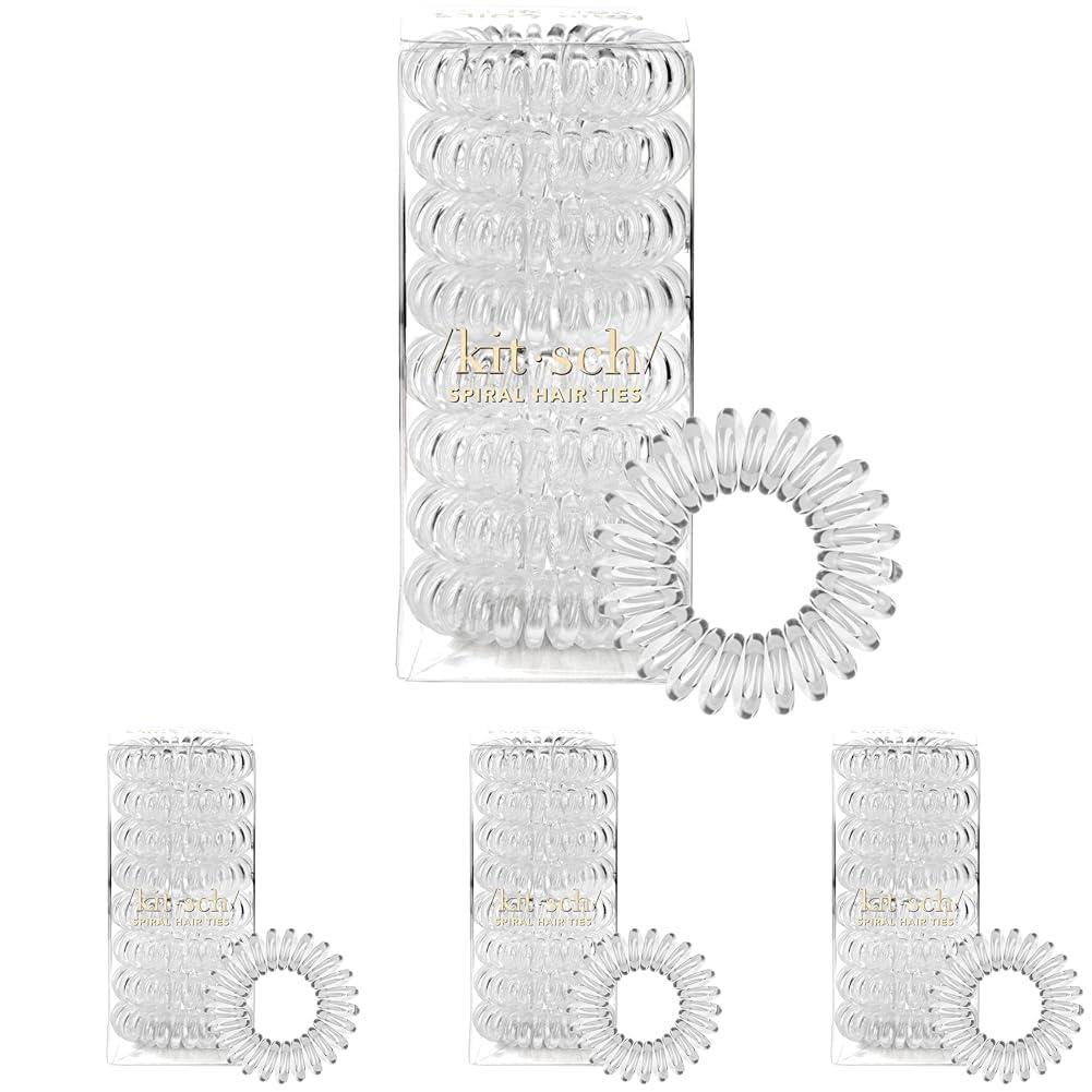 imageKitsch Spiral Hair Ties for Women Creaseless and Dentfree Black Hair Ties No Damage Phone Cord Coils Made of Flexible and Durable Plastic Ideal for Daily Use 8pcsTransparent