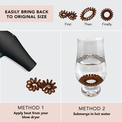 imageKitsch Spiral Hair Ties for Women Creaseless and Dentfree Black Hair Ties No Damage Phone Cord Coils Made of Flexible and Durable Plastic Ideal for Daily Use 8pcsBrunette