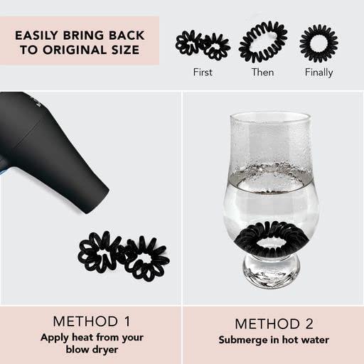 imageKitsch Spiral Hair Ties for Women Creaseless and Dentfree Black Hair Ties No Damage Phone Cord Coils Made of Flexible and Durable Plastic Ideal for Daily Use 8pcsBlack
