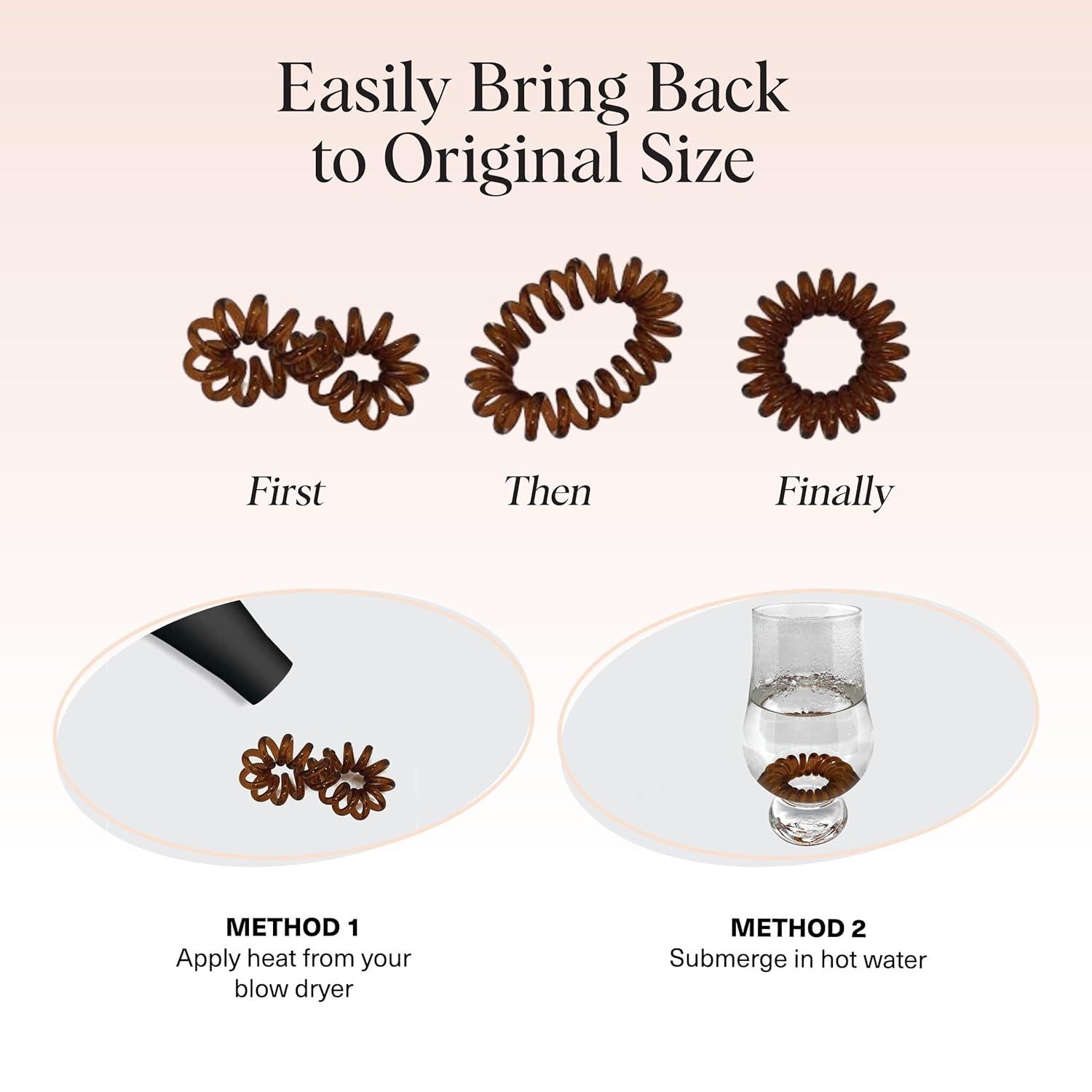 imageKitsch Spiral Hair Ties for Women Creaseless and Dentfree Black Hair Ties No Damage Phone Cord Coils Made of Flexible and Durable Plastic Ideal for Daily Use 8pcsBrunette