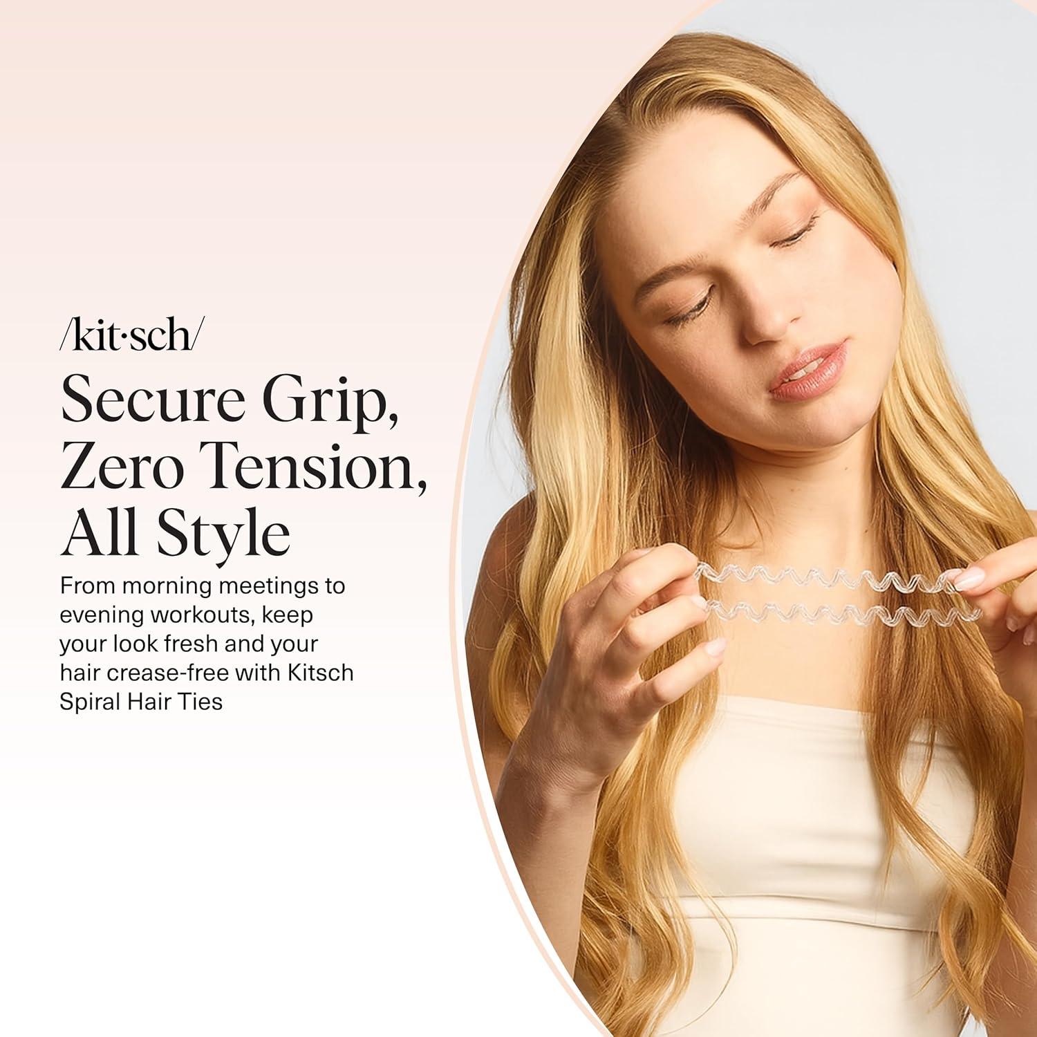 imageKitsch Spiral Hair Ties for Women Creaseless and Dentfree Black Hair Ties No Damage Phone Cord Coils Made of Flexible and Durable Plastic Ideal for Daily Use 8pcsWatercolor