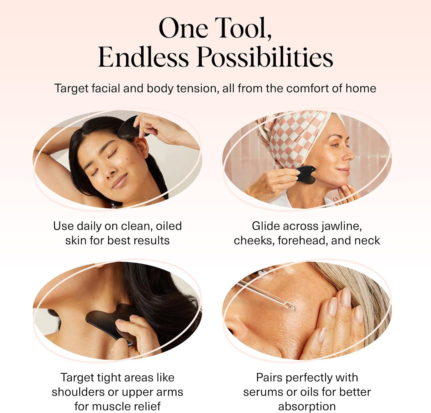 imageKitsch Stainless Steel Gua Sha Facial Tools Lymphatic Drainage Massager for Face ampamp Chin Jawline Shaper Double Chin Reducer Guasha Tool for Face Massager Skin Care Tools IrridescentMatte Black