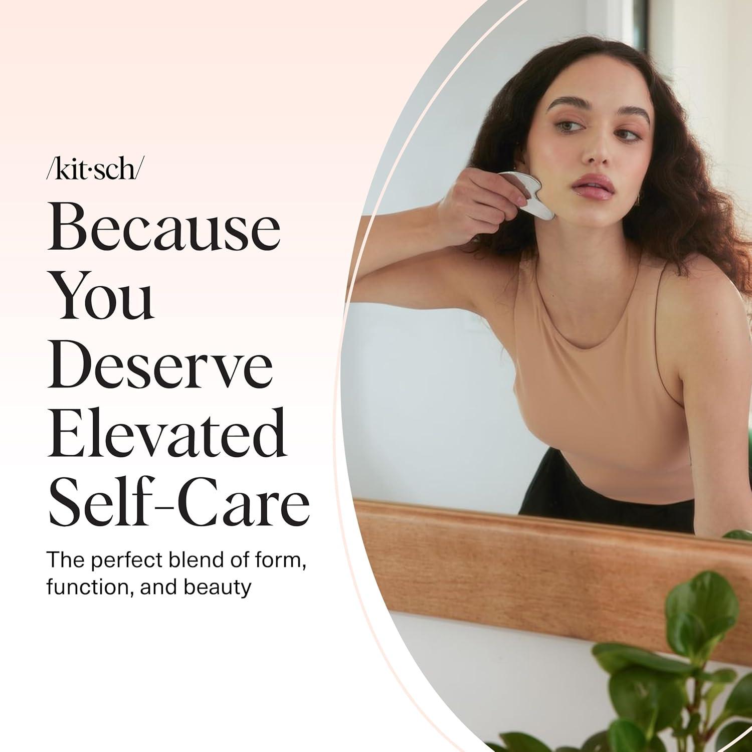 imageKitsch Stainless Steel Gua Sha Facial Tools Lymphatic Drainage Massager for Face ampamp Chin Jawline Shaper Double Chin Reducer Guasha Tool for Face Massager Skin Care Tools IrridescentSilver