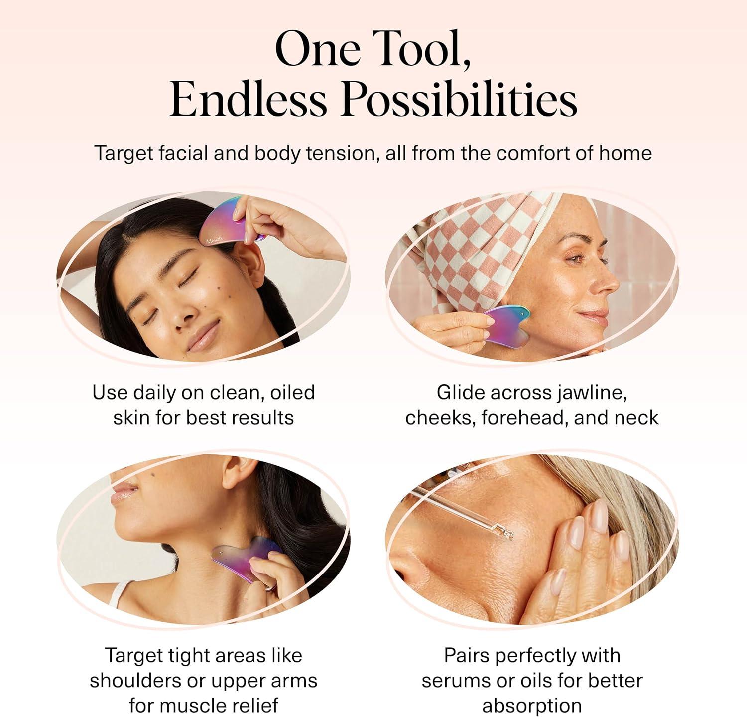 imageKitsch Stainless Steel Gua Sha Facial Tools Lymphatic Drainage Massager for Face ampamp Chin Jawline Shaper Double Chin Reducer Guasha Tool for Face Massager Skin Care Tools IrridescentIrridescent