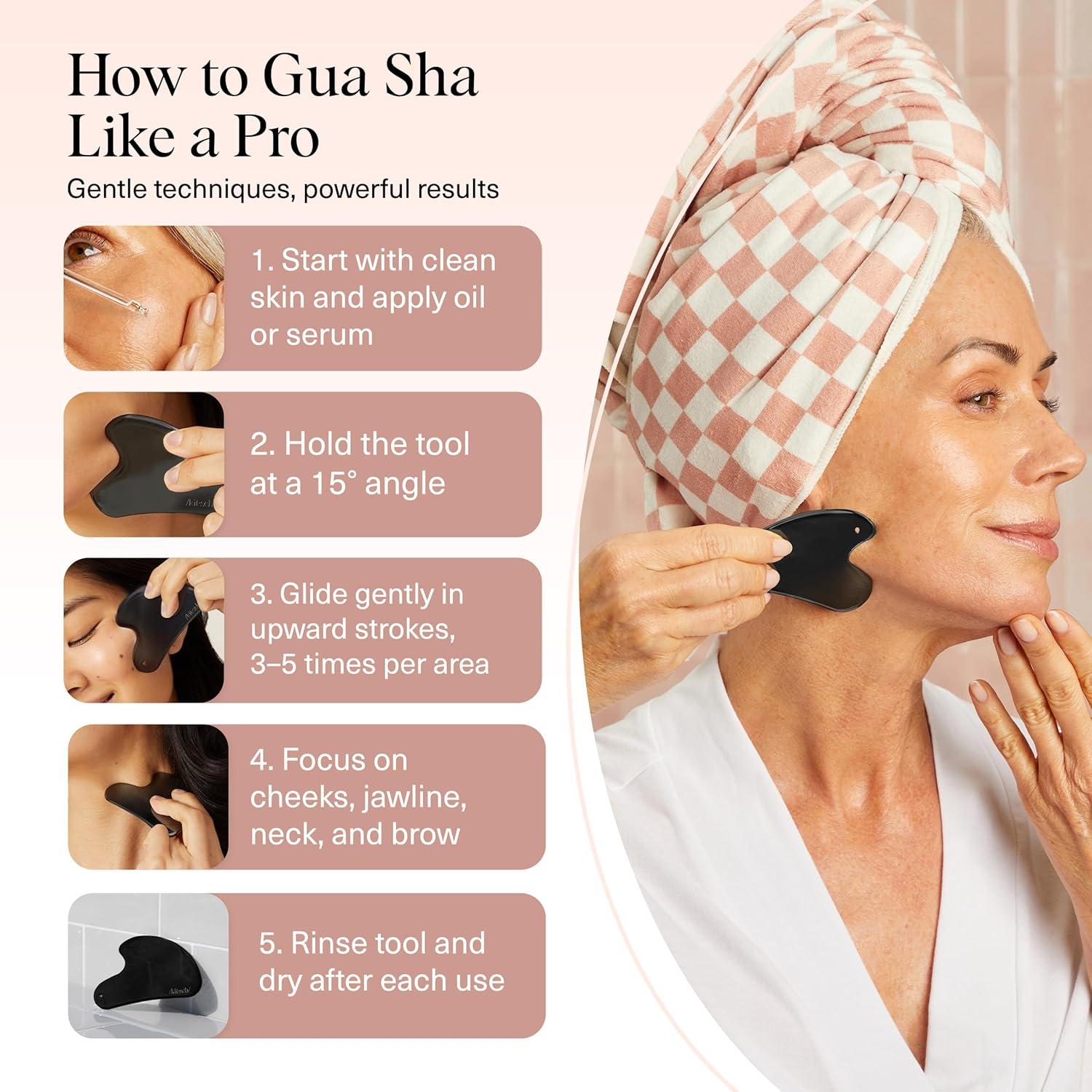 imageKitsch Stainless Steel Gua Sha Facial Tools Lymphatic Drainage Massager for Face ampamp Chin Jawline Shaper Double Chin Reducer Guasha Tool for Face Massager Skin Care Tools IrridescentMatte Black