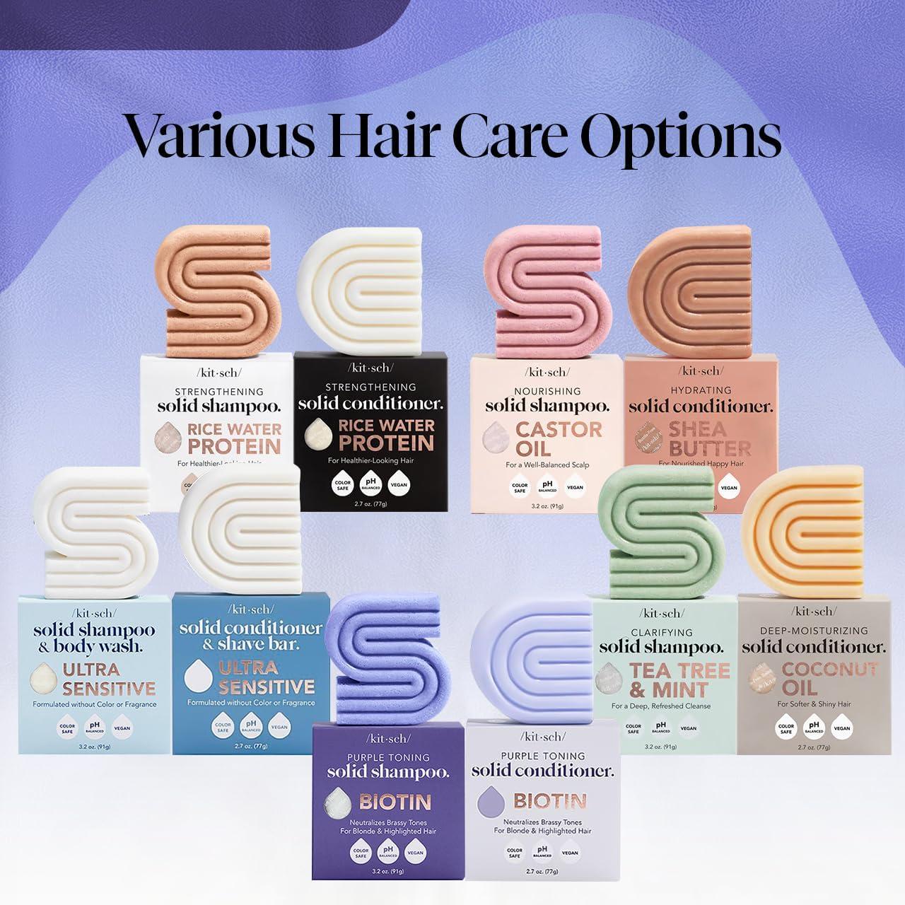 imageKitsch Toning Purple Shampoo ampamp Conditioner Bar Set For Blondes ampamp Color Treated Hair With Biotin for Strengthening ampamp Neutralizing Brassy Tones Vegan Silicone ampamp Sulfate Free Made in USA