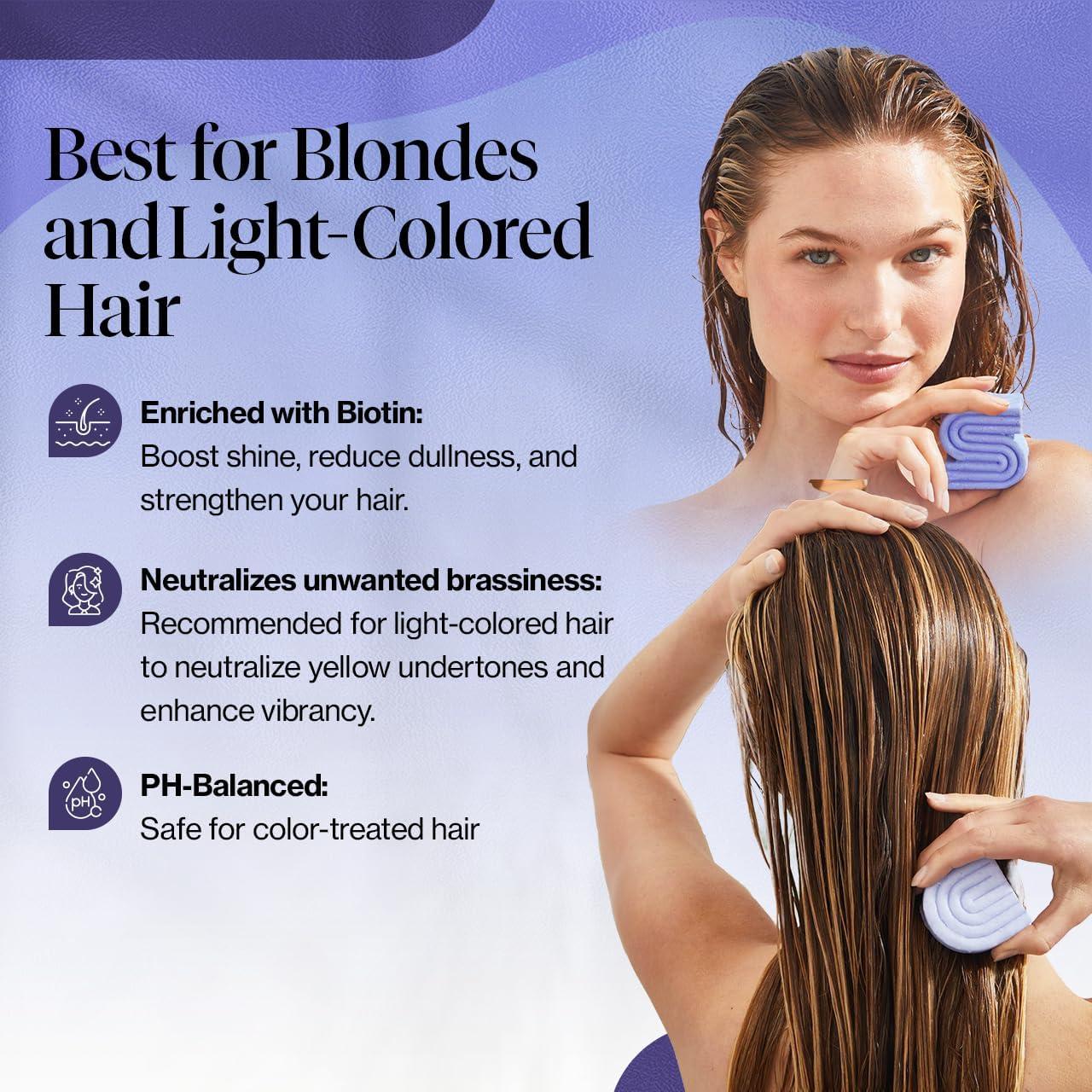 imageKitsch Toning Purple Shampoo ampamp Conditioner Bar Set For Blondes ampamp Color Treated Hair With Biotin for Strengthening ampamp Neutralizing Brassy Tones Vegan Silicone ampamp Sulfate Free Made in USA