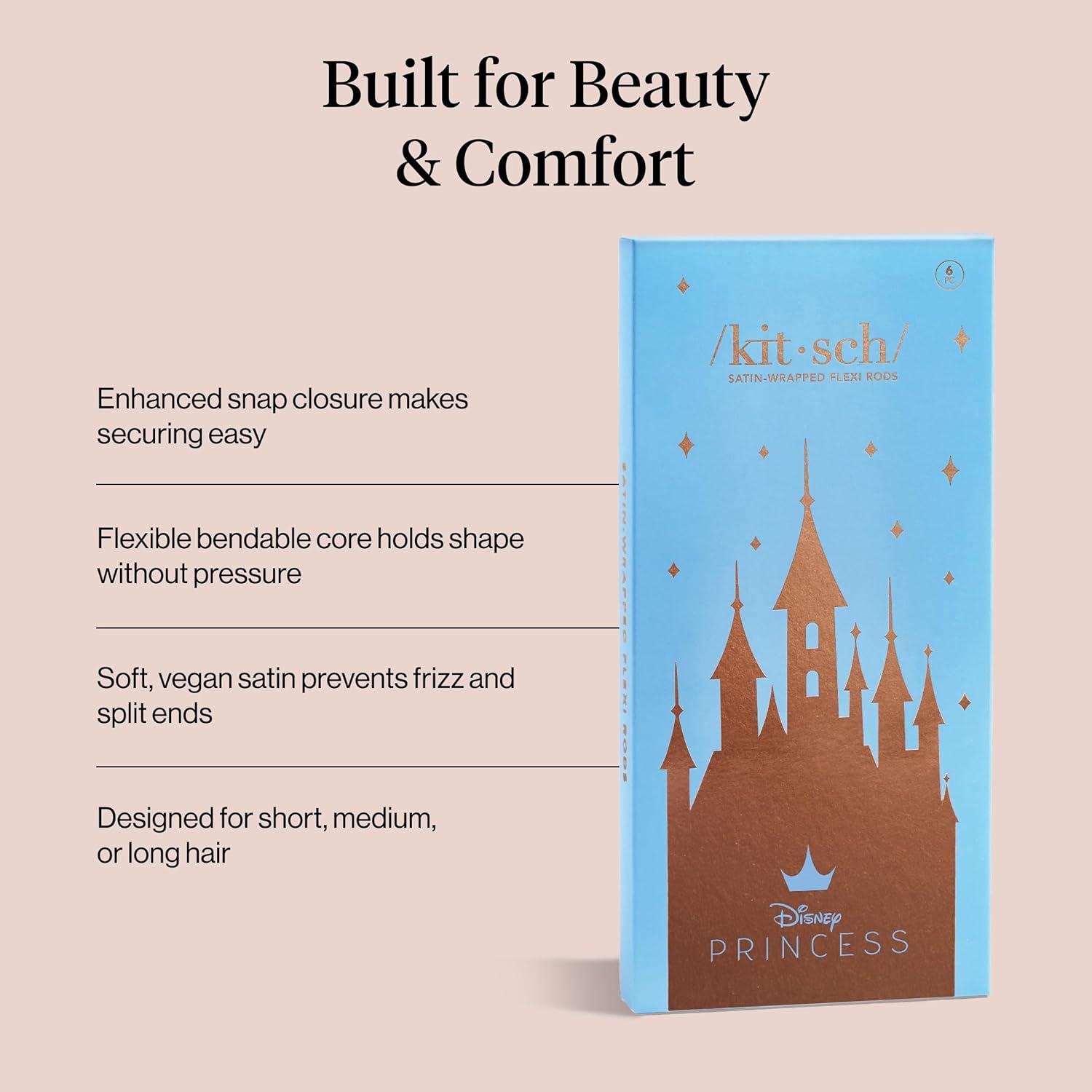 imageKitsch XL Flexi Rods for Heatless Curls Overnight Soft Velvet Hair Rollers for Women Hair Curlers to Sleep In Eucalyptus 4pcsDisney Princess