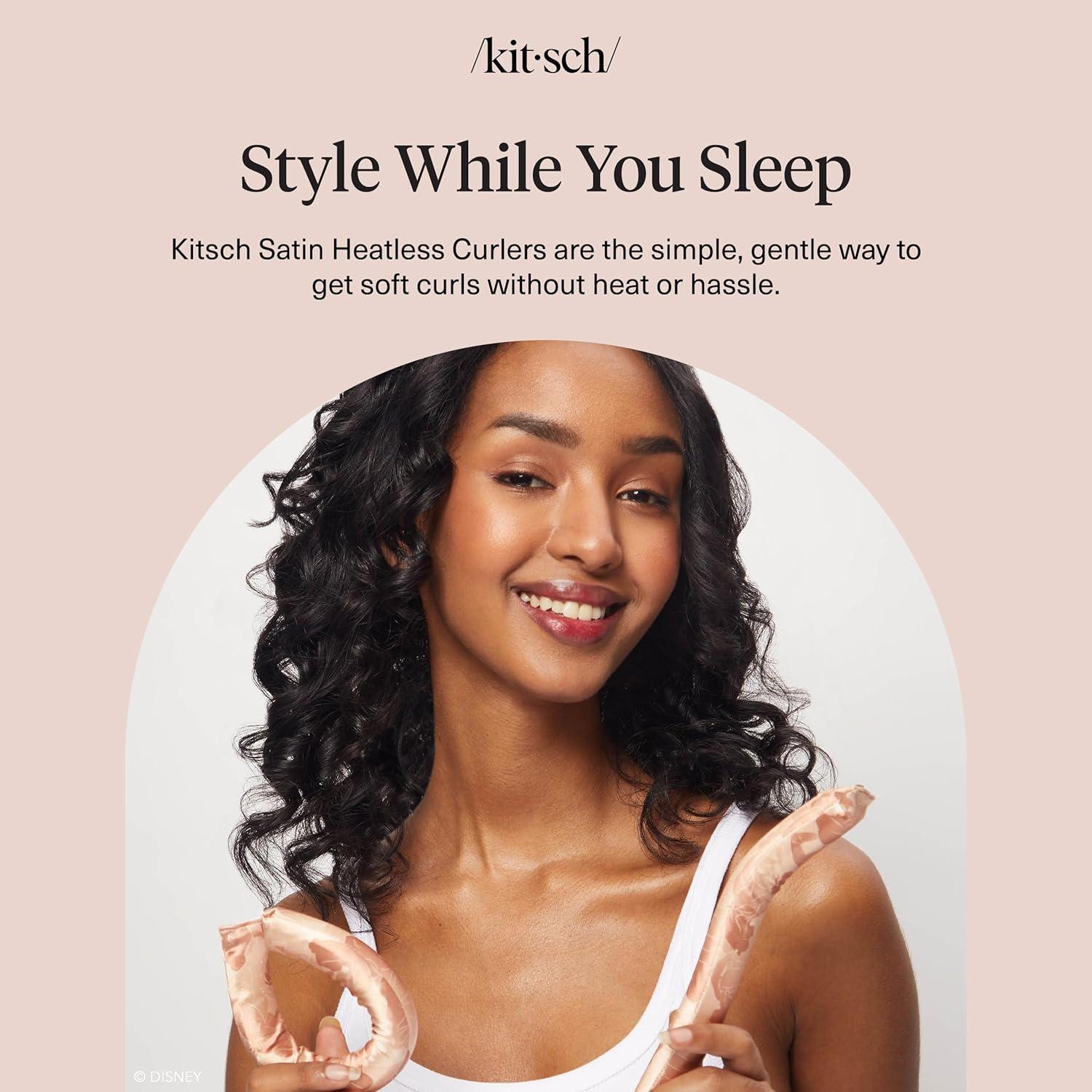 imageKitsch XL Flexi Rods for Heatless Curls Overnight Soft Velvet Hair Rollers for Women Hair Curlers to Sleep In Eucalyptus 4pcsDisney Princess