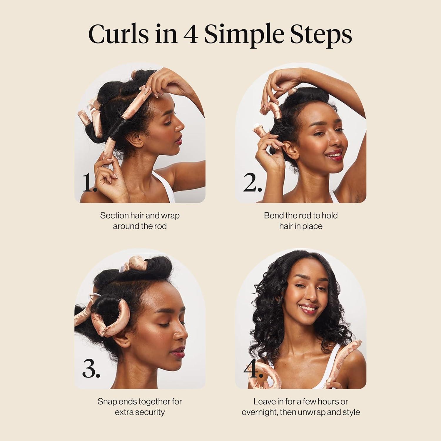 imageKitsch XL Flexi Rods for Heatless Curls Overnight Soft Velvet Hair Rollers for Women Hair Curlers to Sleep In Eucalyptus 4pcsDisney Princess