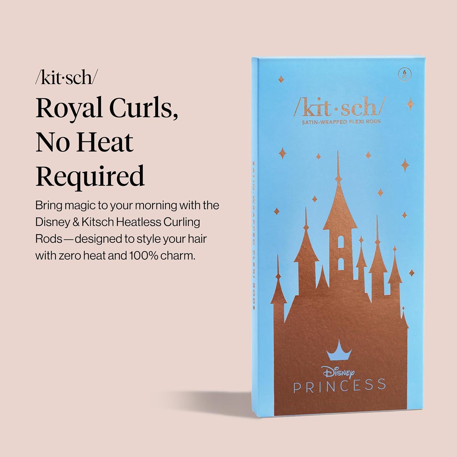 imageKitsch XL Flexi Rods for Heatless Curls Overnight Soft Velvet Hair Rollers for Women Hair Curlers to Sleep In Eucalyptus 4pcsDisney Princess