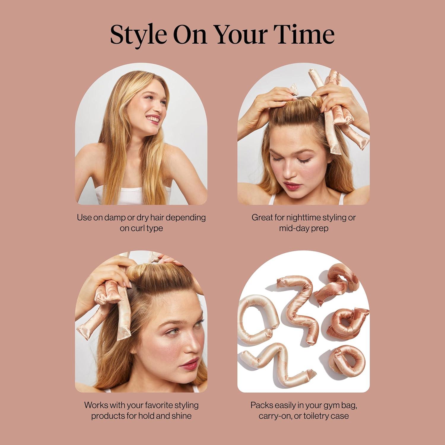 imageKitsch XL Flexi Rods for Heatless Curls Overnight Soft Velvet Hair Rollers for Women Hair Curlers to Sleep In Eucalyptus 4pcsDisney Princess