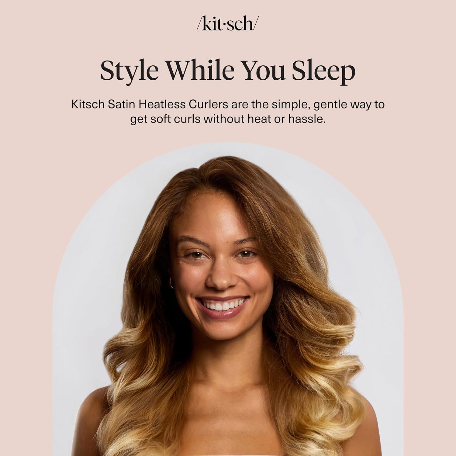 imageKitsch XL Flexi Rods for Heatless Curls Overnight Soft Velvet Hair Rollers for Women Hair Curlers to Sleep In Eucalyptus 4pcsEucalyptus