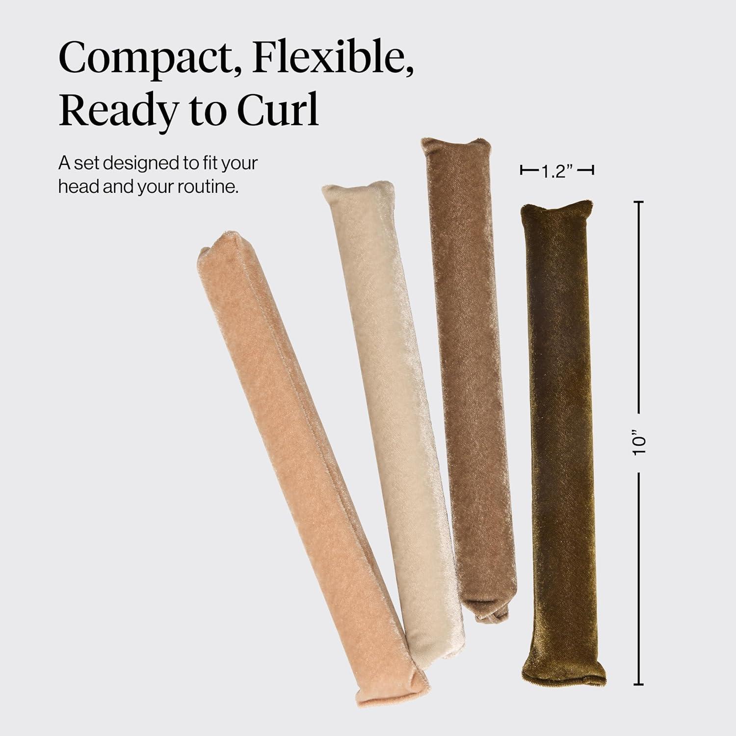 imageKitsch XL Flexi Rods for Heatless Curls Overnight Soft Velvet Hair Rollers for Women Hair Curlers to Sleep In Eucalyptus 4pcsEucalyptus