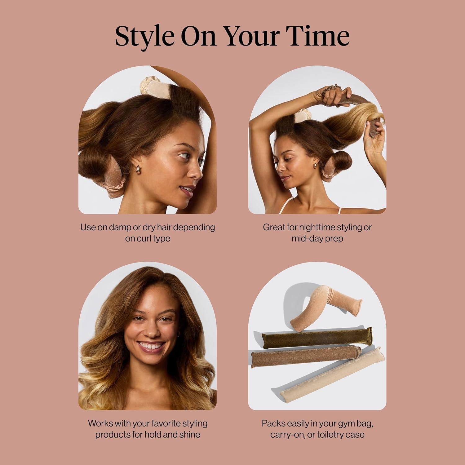 imageKitsch XL Flexi Rods for Heatless Curls Overnight Soft Velvet Hair Rollers for Women Hair Curlers to Sleep In Eucalyptus 4pcsEucalyptus