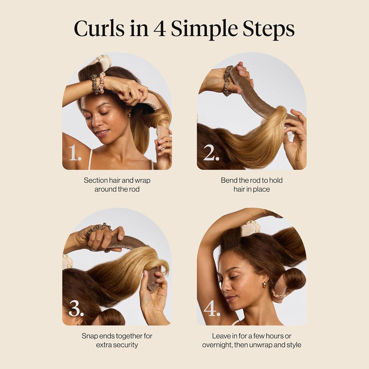 imageKitsch XL Flexi Rods for Heatless Curls Overnight Soft Velvet Hair Rollers for Women Hair Curlers to Sleep In Eucalyptus 4pcsEucalyptus