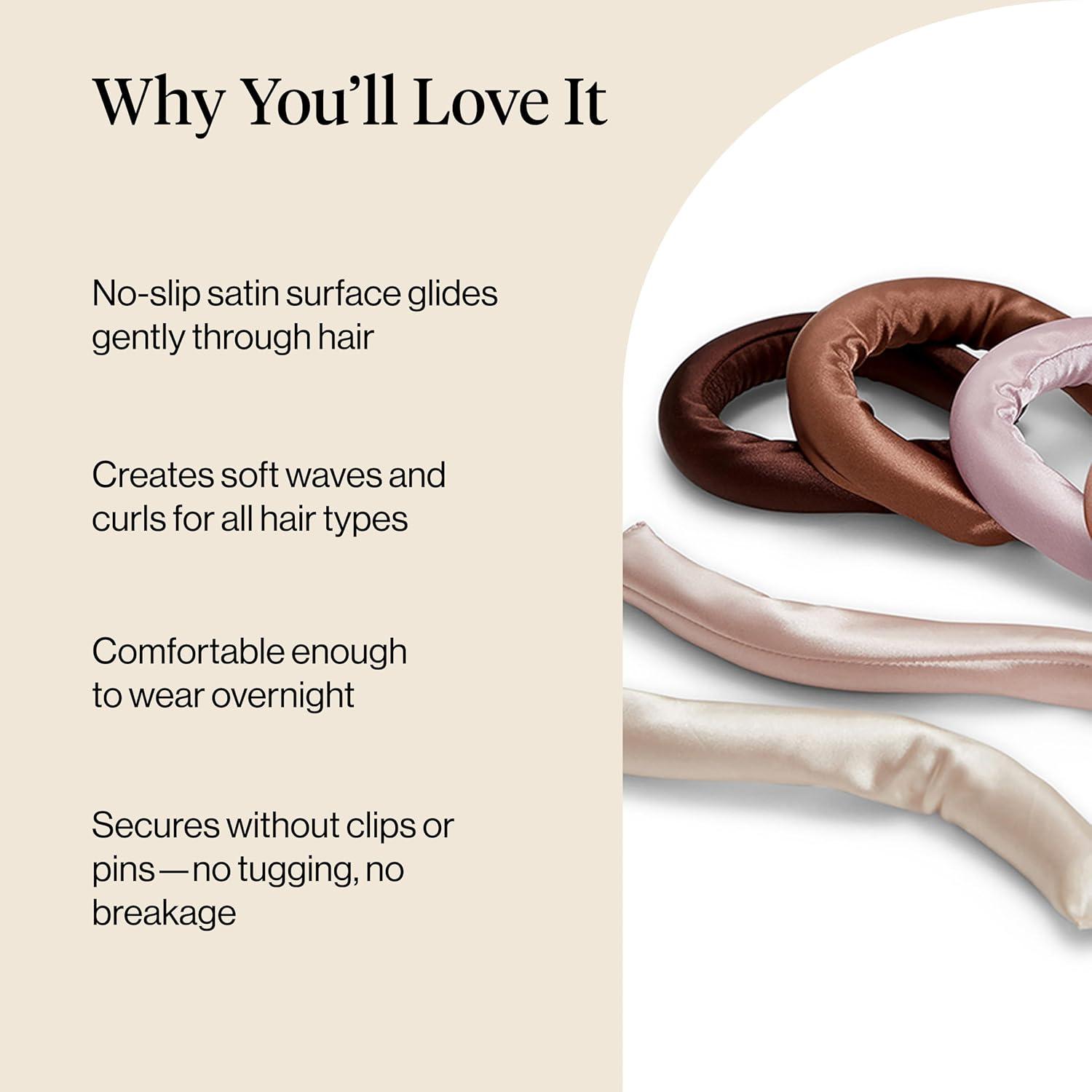 imageKitsch XL Flexi Rods for Heatless Curls Overnight Soft Velvet Hair Rollers for Women Hair Curlers to Sleep In Eucalyptus 4pcsRosewood