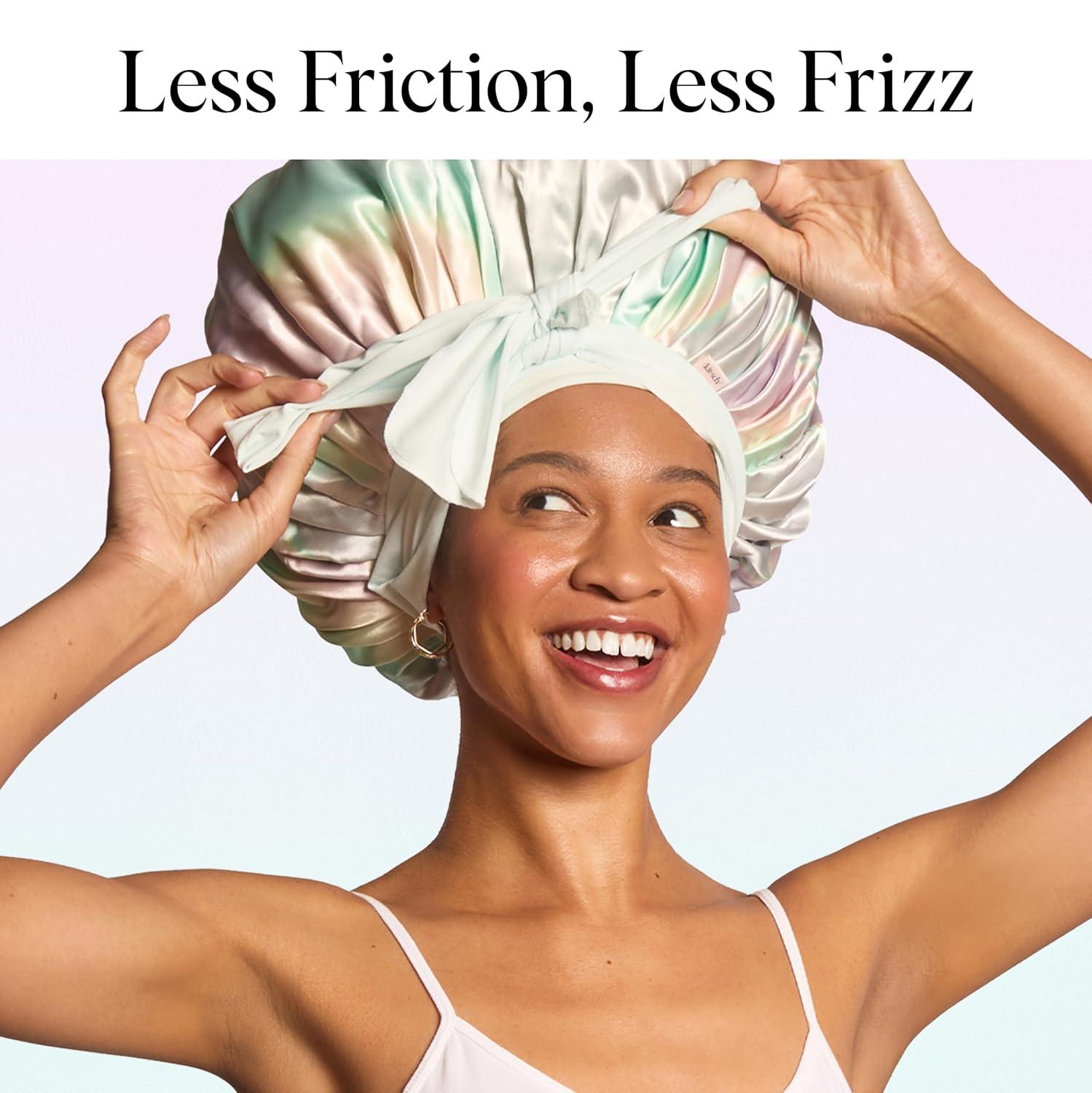 imageKitsch XL Satin Bonnet for Sleeping Softer Than Silk Hair Bonnet for Women Secure Fit Adjustable Night Cap for Curly ampamp Textured Hair Prevents Breakage Tangles ampamp Thinning AuraAura