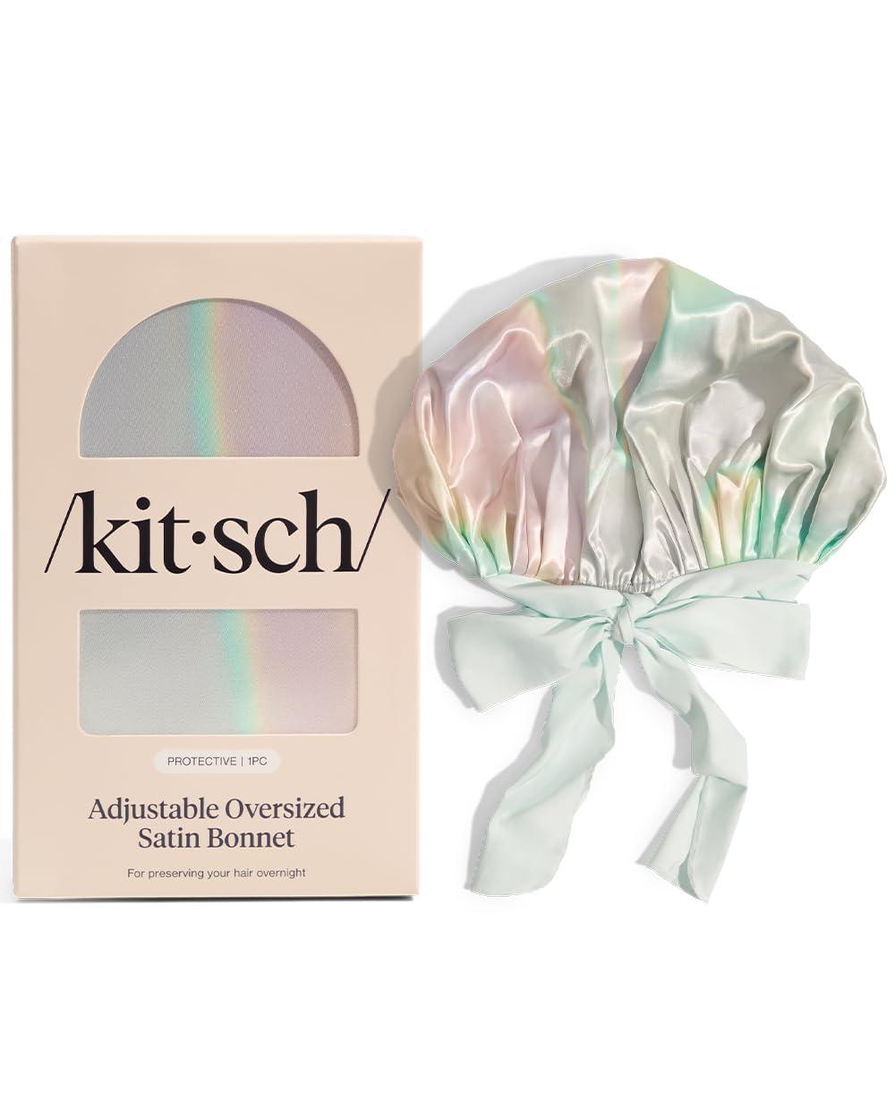 imageKitsch XL Satin Bonnet for Sleeping Softer Than Silk Hair Bonnet for Women Secure Fit Adjustable Night Cap for Curly ampamp Textured Hair Prevents Breakage Tangles ampamp Thinning AuraAura