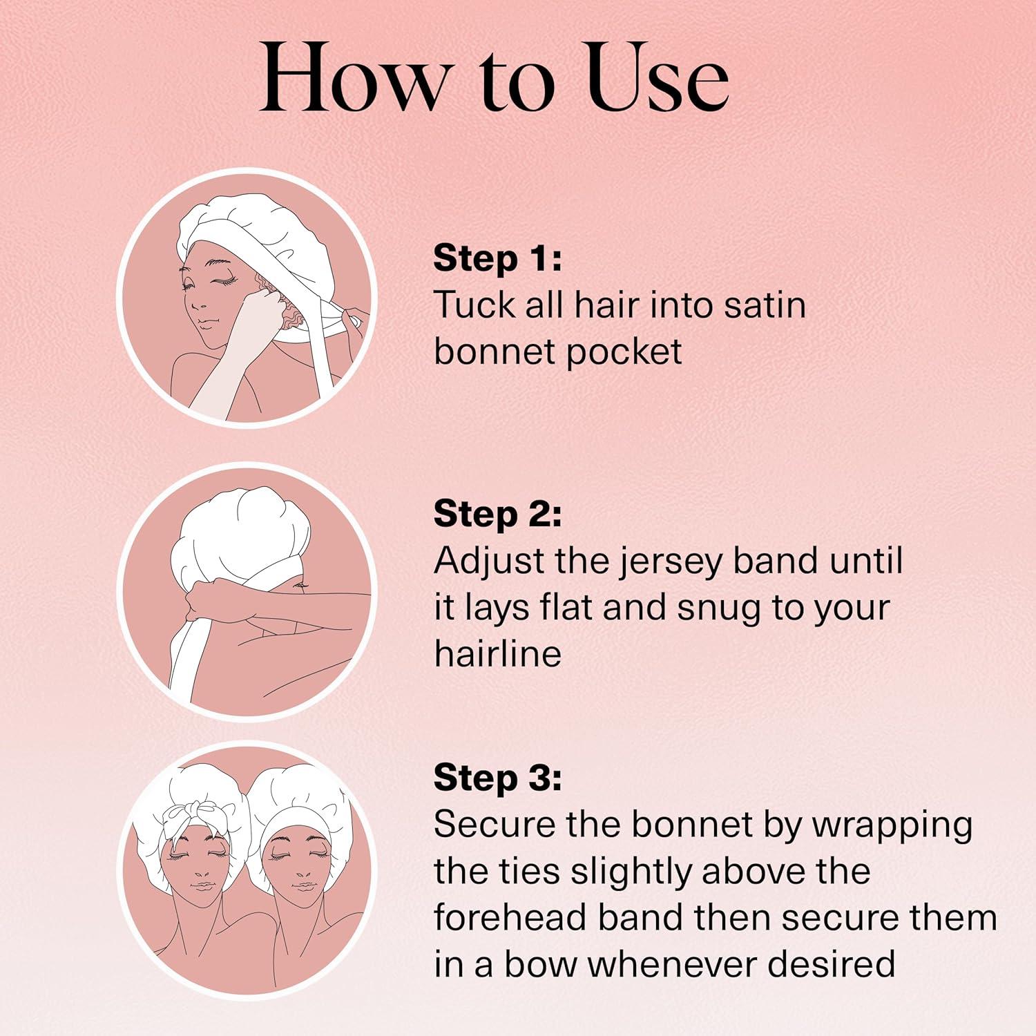 imageKitsch XL Satin Bonnet for Sleeping Softer Than Silk Hair Bonnet for Women Secure Fit Adjustable Night Cap for Curly ampamp Textured Hair Prevents Breakage Tangles ampamp Thinning AuraCherry Print