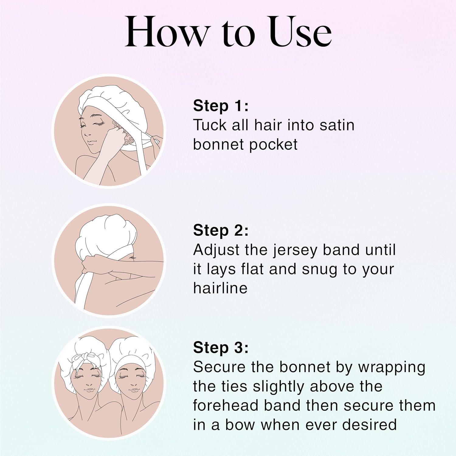 imageKitsch XL Satin Bonnet for Sleeping Softer Than Silk Hair Bonnet for Women Secure Fit Adjustable Night Cap for Curly ampamp Textured Hair Prevents Breakage Tangles ampamp Thinning AuraAura