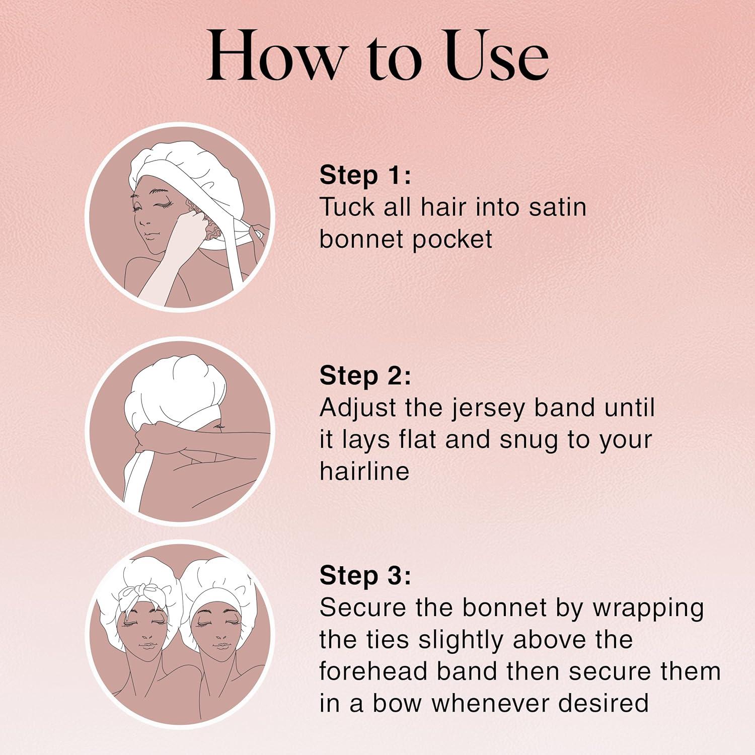 imageKitsch XL Satin Bonnet for Sleeping Softer Than Silk Hair Bonnet for Women Secure Fit Adjustable Night Cap for Curly ampamp Textured Hair Prevents Breakage Tangles ampamp Thinning AuraBlush