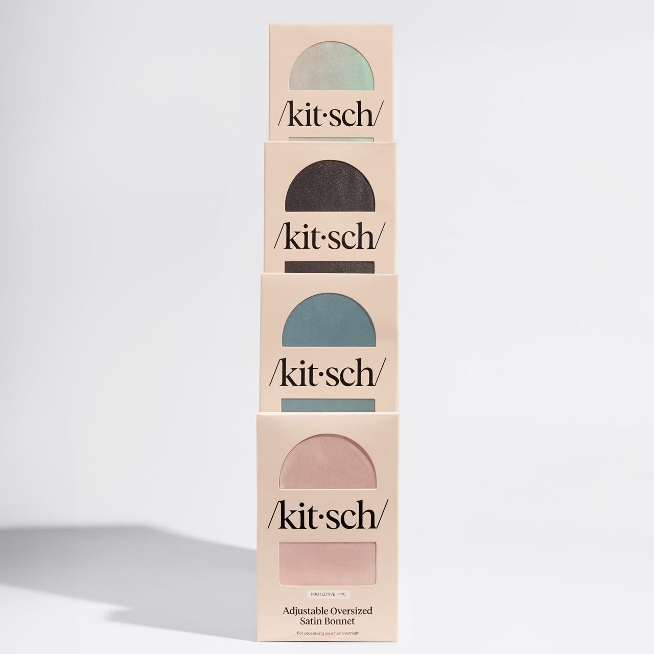 imageKitsch XL Satin Bonnet for Sleeping Softer Than Silk Hair Bonnet for Women Secure Fit Adjustable Night Cap for Curly ampamp Textured Hair Prevents Breakage Tangles ampamp Thinning AuraHaze Blue