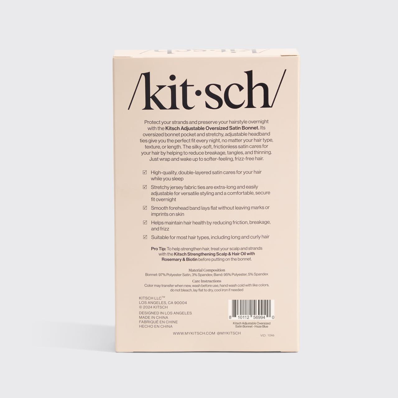 imageKitsch XL Satin Bonnet for Sleeping Softer Than Silk Hair Bonnet for Women Secure Fit Adjustable Night Cap for Curly ampamp Textured Hair Prevents Breakage Tangles ampamp Thinning AuraHaze Blue