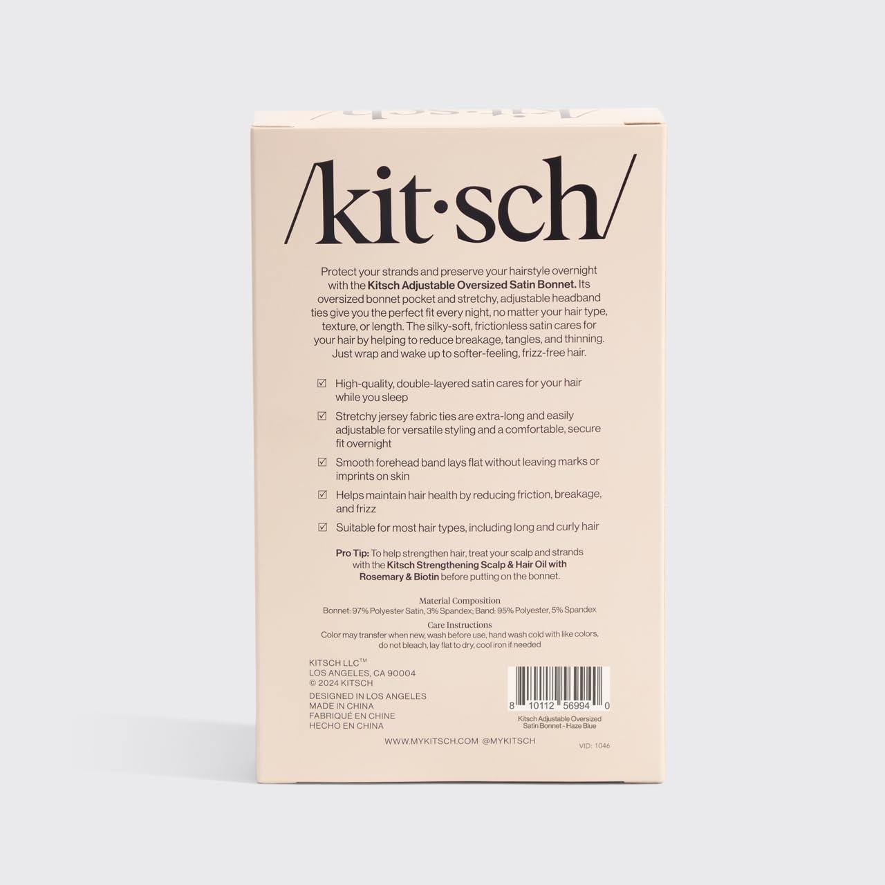 imageKitsch XL Satin Bonnet for Sleeping Softer Than Silk Hair Bonnet for Women Secure Fit Adjustable Night Cap for Curly ampamp Textured Hair Prevents Breakage Tangles ampamp Thinning AuraCharcoal