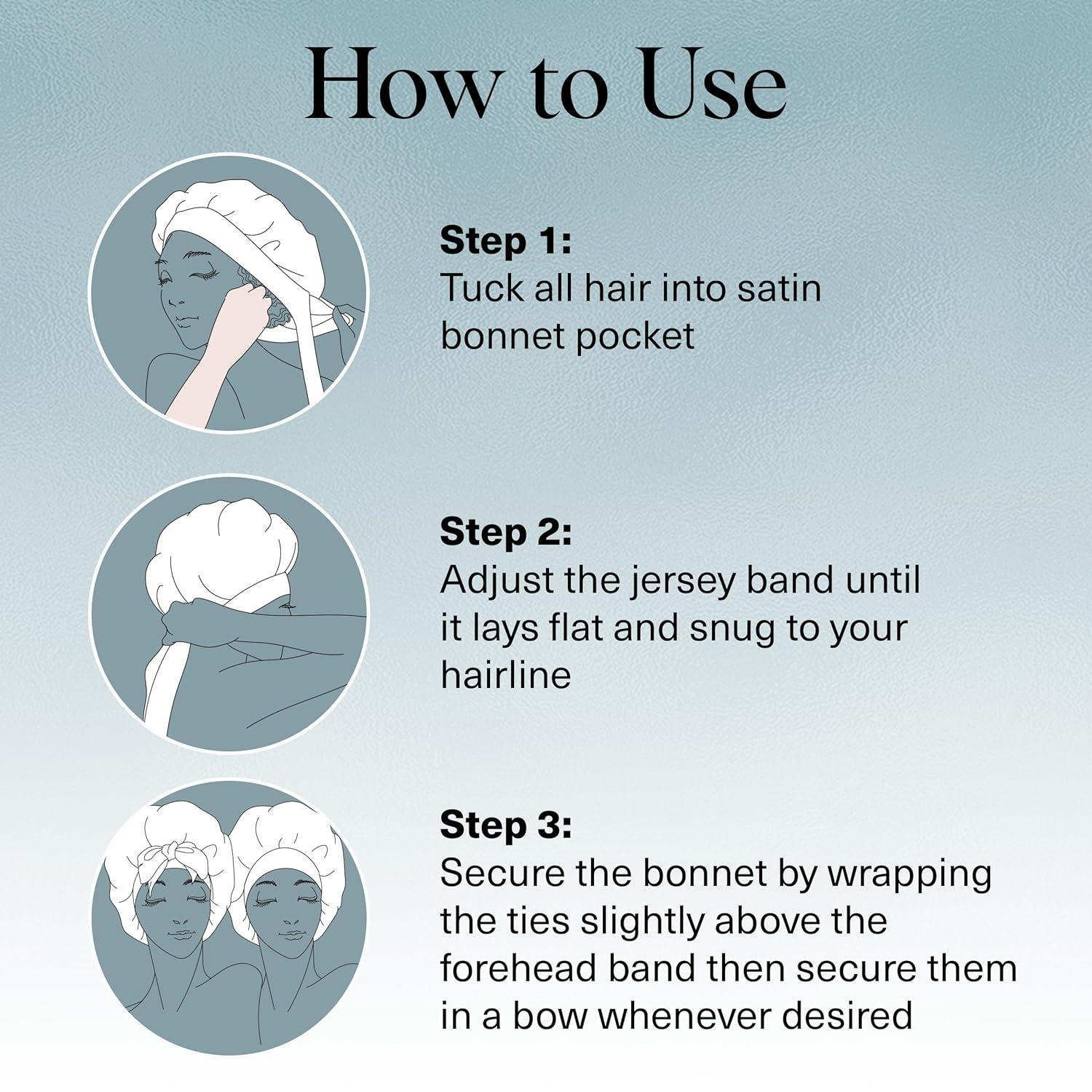 imageKitsch XL Satin Bonnet for Sleeping Softer Than Silk Hair Bonnet for Women Secure Fit Adjustable Night Cap for Curly ampamp Textured Hair Prevents Breakage Tangles ampamp Thinning AuraHaze Blue