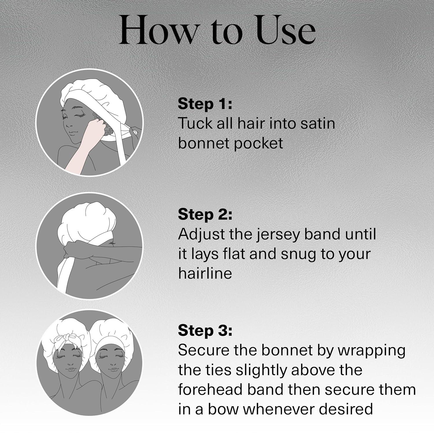 imageKitsch XL Satin Bonnet for Sleeping Softer Than Silk Hair Bonnet for Women Secure Fit Adjustable Night Cap for Curly ampamp Textured Hair Prevents Breakage Tangles ampamp Thinning AuraCharcoal