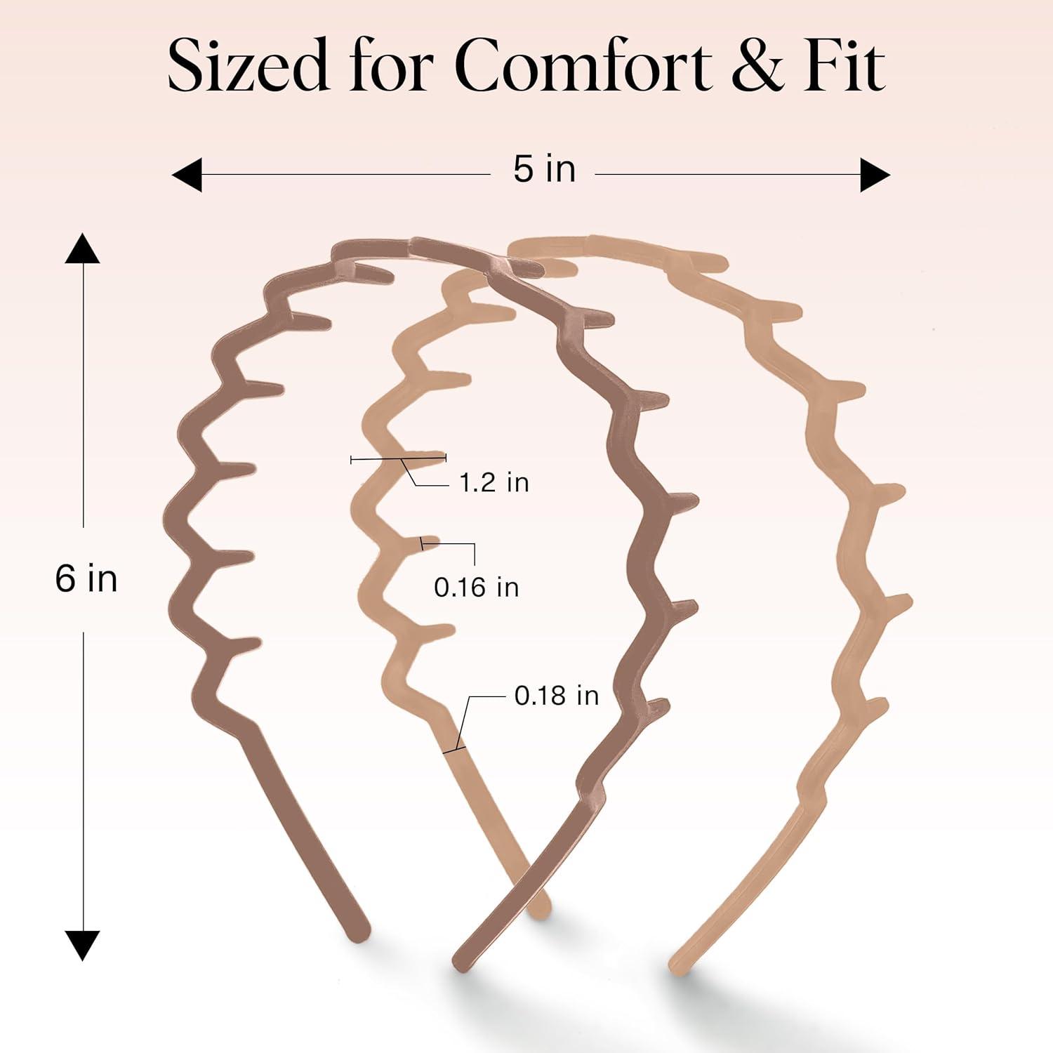 imageKitsch Zig Zag Headbands for Women Non Slip Fashion Accessories for Slicked Back Styles Comfortable Comb Headband with Teeth Ideal Gifts for Women Tortoise ampamp Black Headband 2 pcsNeutral