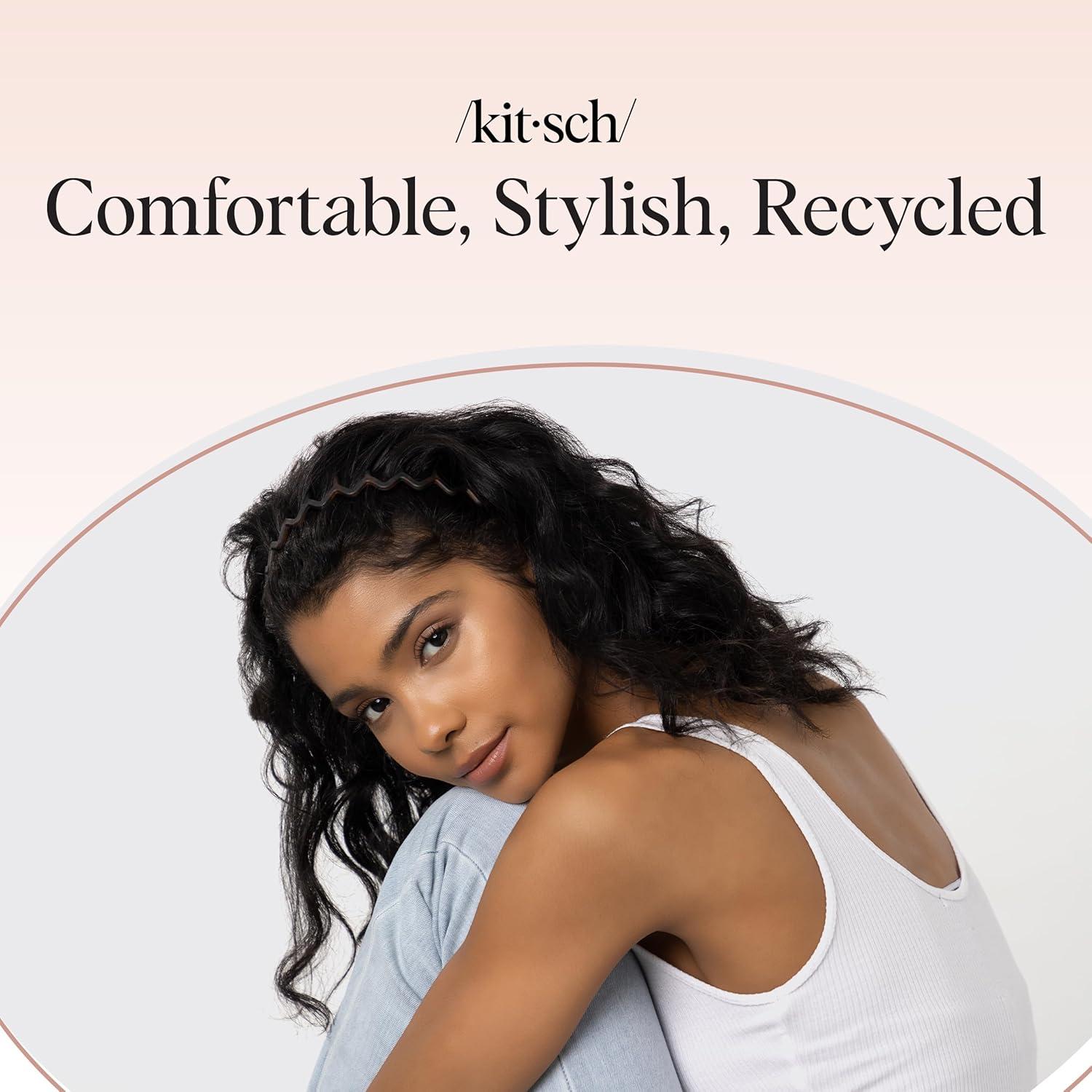 imageKitsch Zig Zag Headbands for Women Non Slip Fashion Accessories for Slicked Back Styles Comfortable Comb Headband with Teeth Ideal Gifts for Women Tortoise ampamp Black Headband 2 pcsBlack Tort