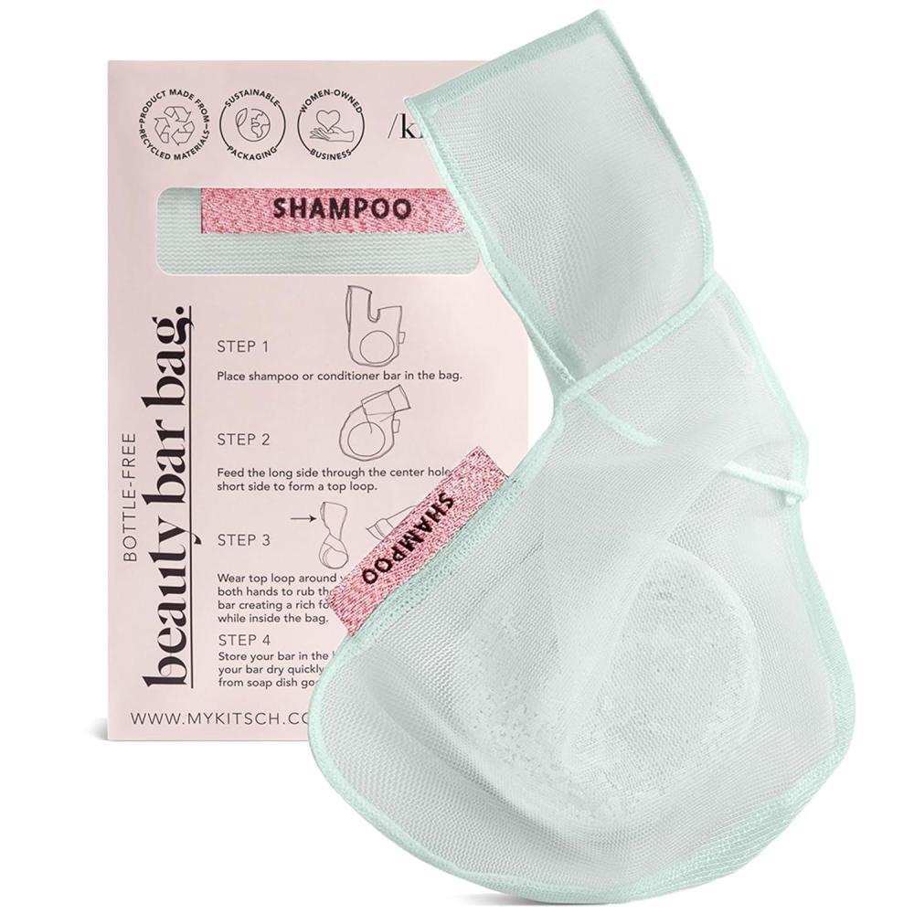 imageKitsch Bar Soap Saver Bag Patented Mesh Bag Soap Holder for Shampoo and Conditioner Bars Extends Use ampamp Prevents Soggy Mess Recycled Mesh Beauty Pouch EcoFriendly BlackMint